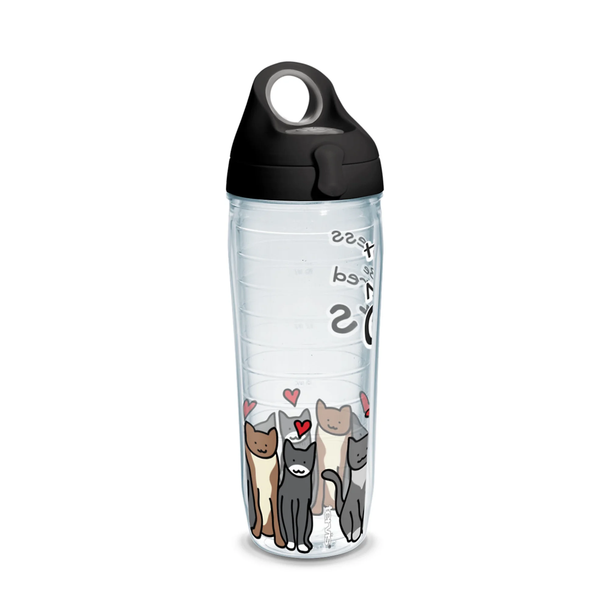 Project Paws Happiness Can Be Measured With Cats 24 oz Water Bottle with lid, 2 Pack