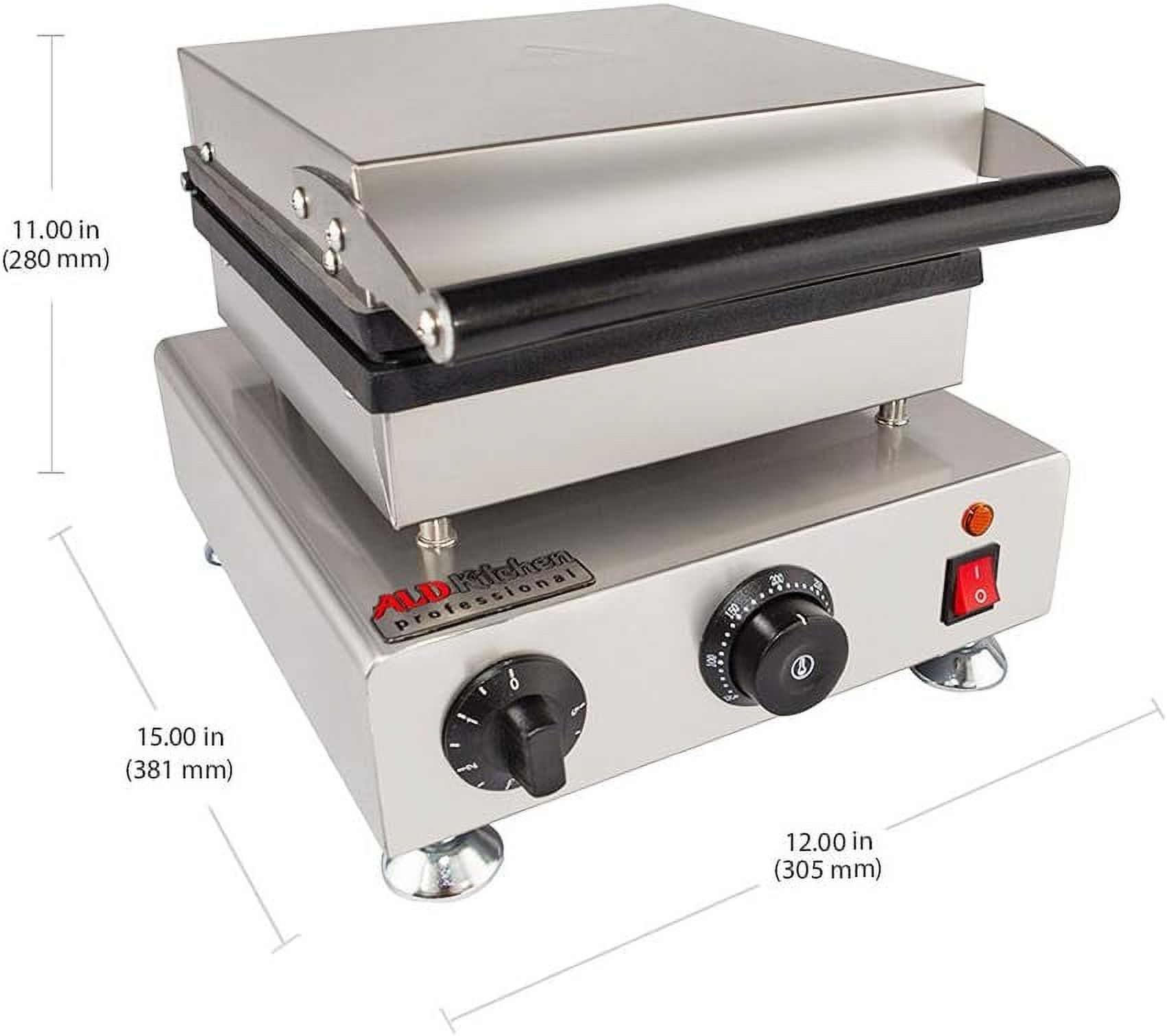 Waffle Iron | Press Type | Belgian Waffle Maker | Professional Use | Stainless Steel | Nonstick | 110V (4 X Squares)