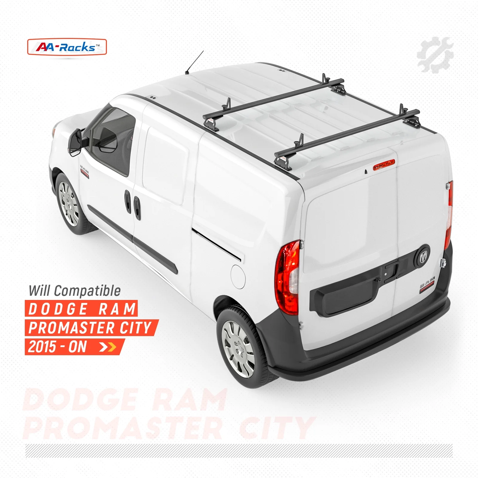 AA-Racks Model AX312-PR RAM ProMaster City 2015-On Aluminum 2 Bar (50