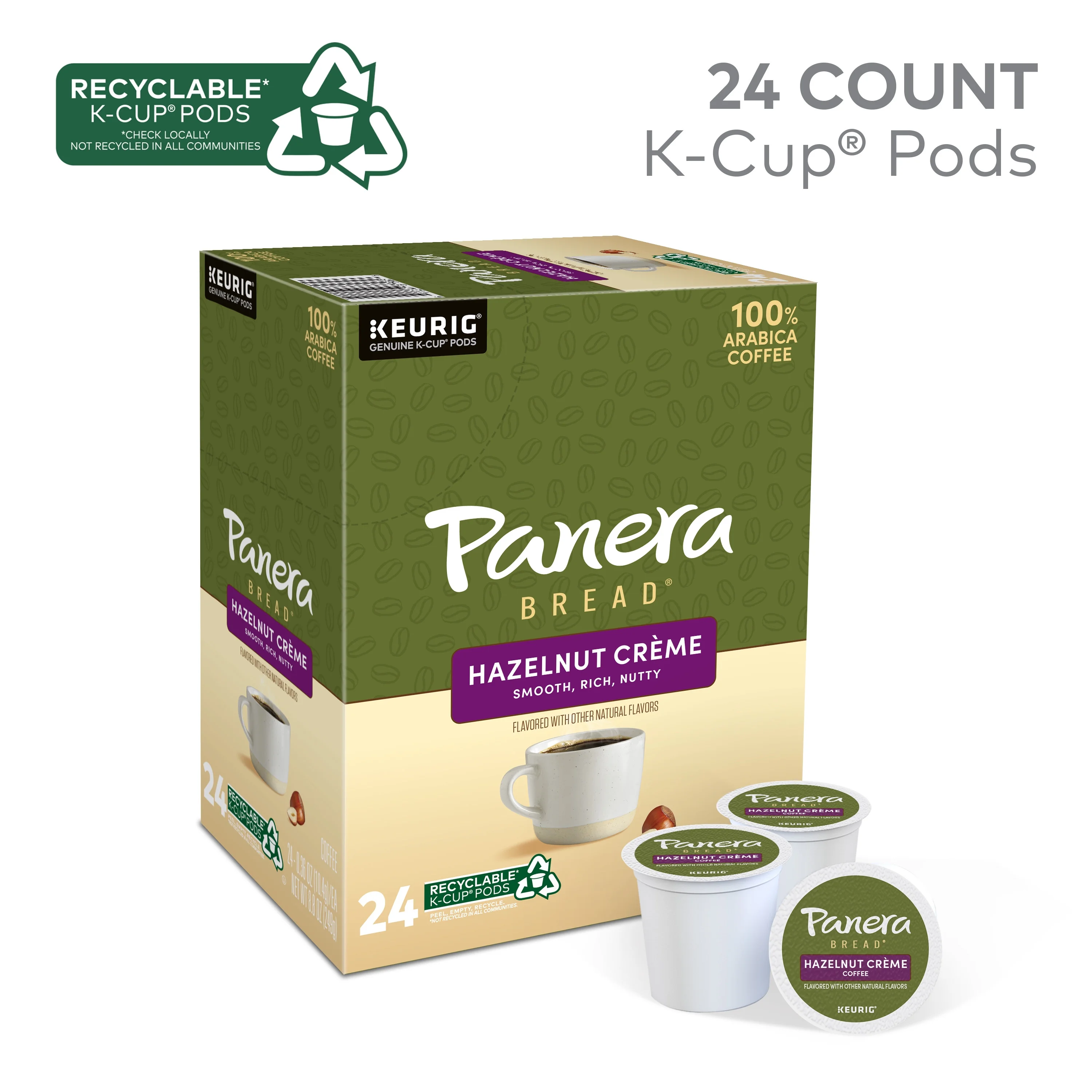 Panera Bread Hazelnut Creme Coffee, Keurig Single Serve K-Cup Pods, Flavored, 24 Count