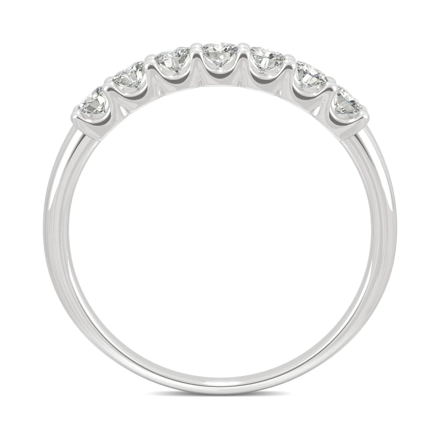 14K White Gold Moissanite by Charles & Colvard Seven Stone Anniversary Band 0.42 DEW