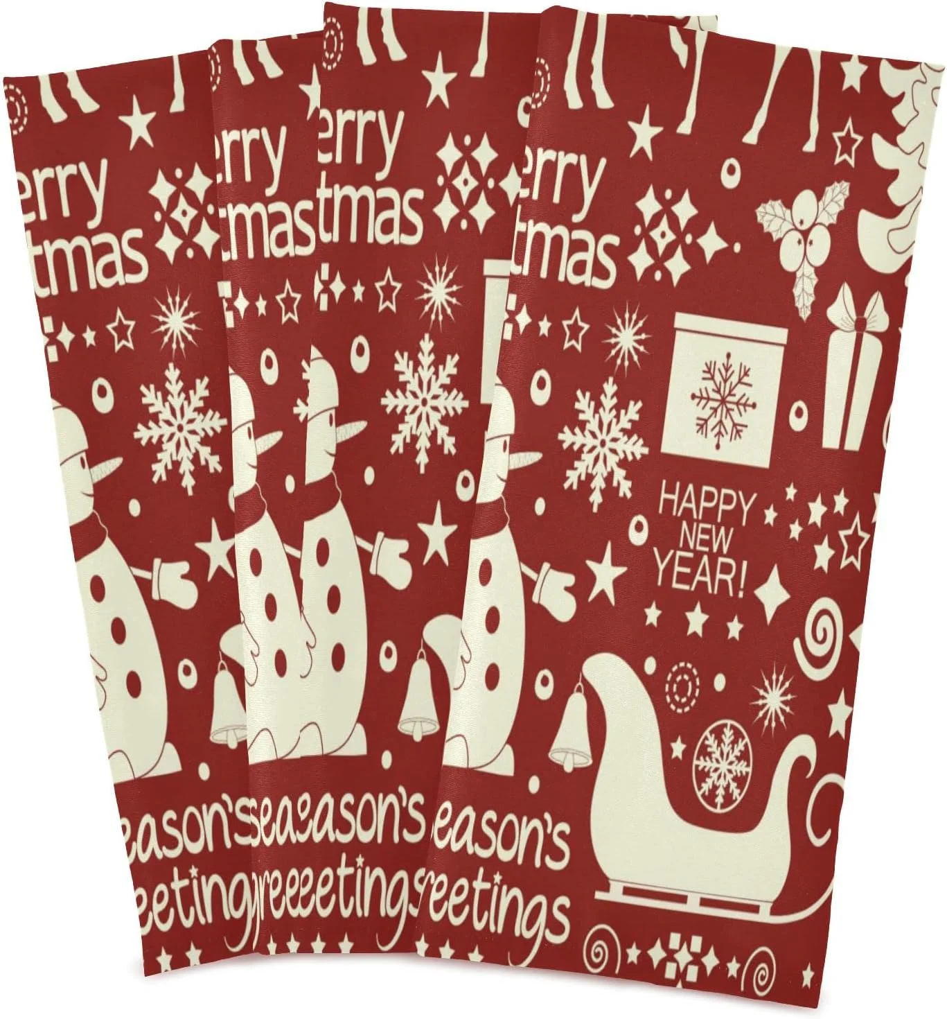 Dreamtimes Holiday Bells Kitchen Dish Towel Set,Drying Kitchen Towels Tea Towels Gift Set for Drying Cleaning Cooking Baking 6Pcs