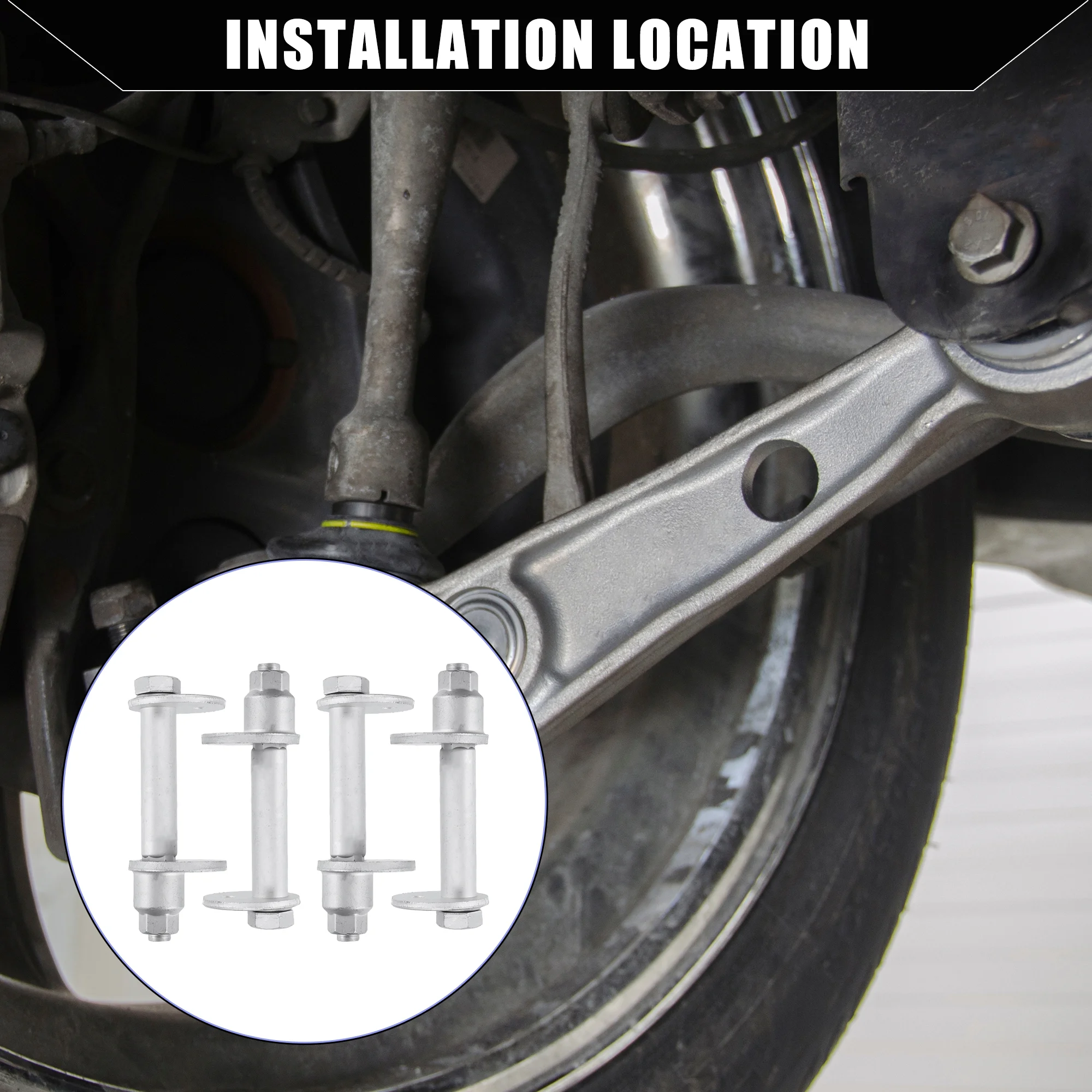 Unique Bargains Cam Plate Toe Adjust Bolts for Toyota 4Runner 1995-2004 Metal 4 Sets Silver Tone