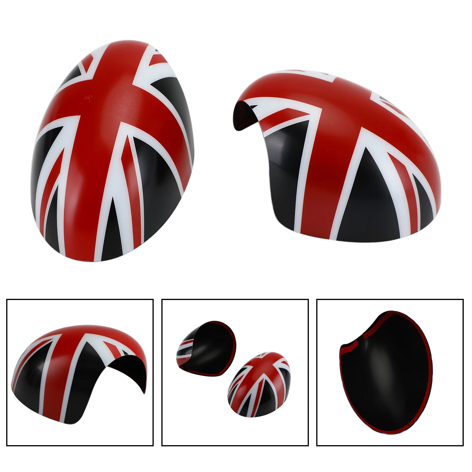 2pcs Union Jack UK Flag Mirror Covers for MINI Cooper R55 R56 R57 Black/Red