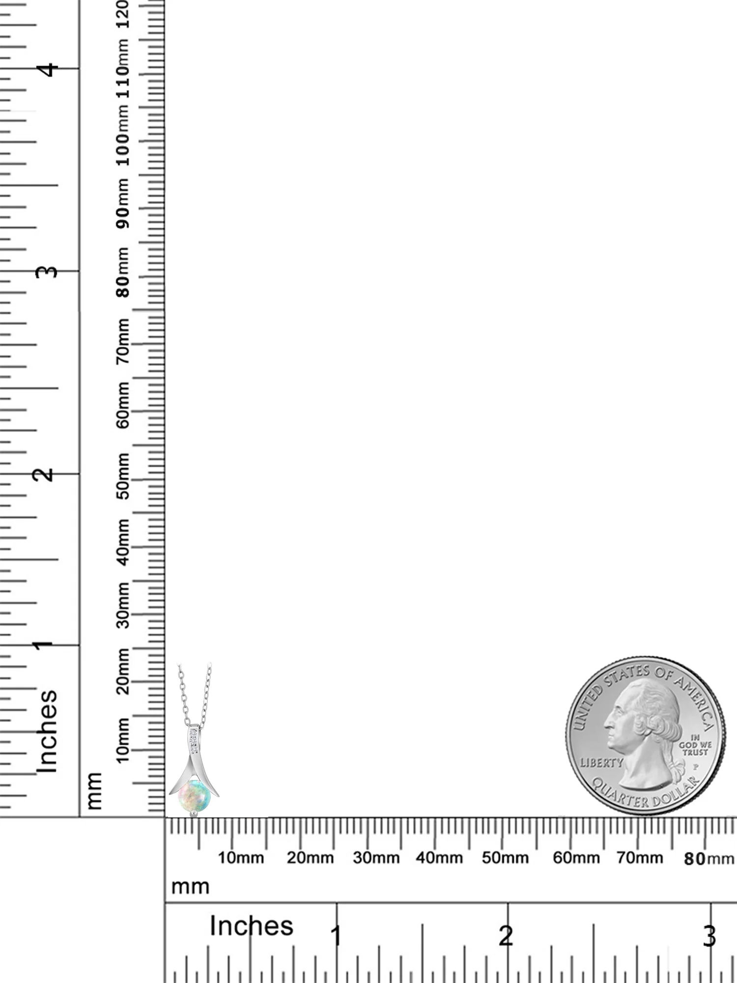 Gem Stone King 1.05 Ct Round Cabochon White Simulated Opal G-H Lab Grown Diamond 925 Sterling Silver Pendant with Chain