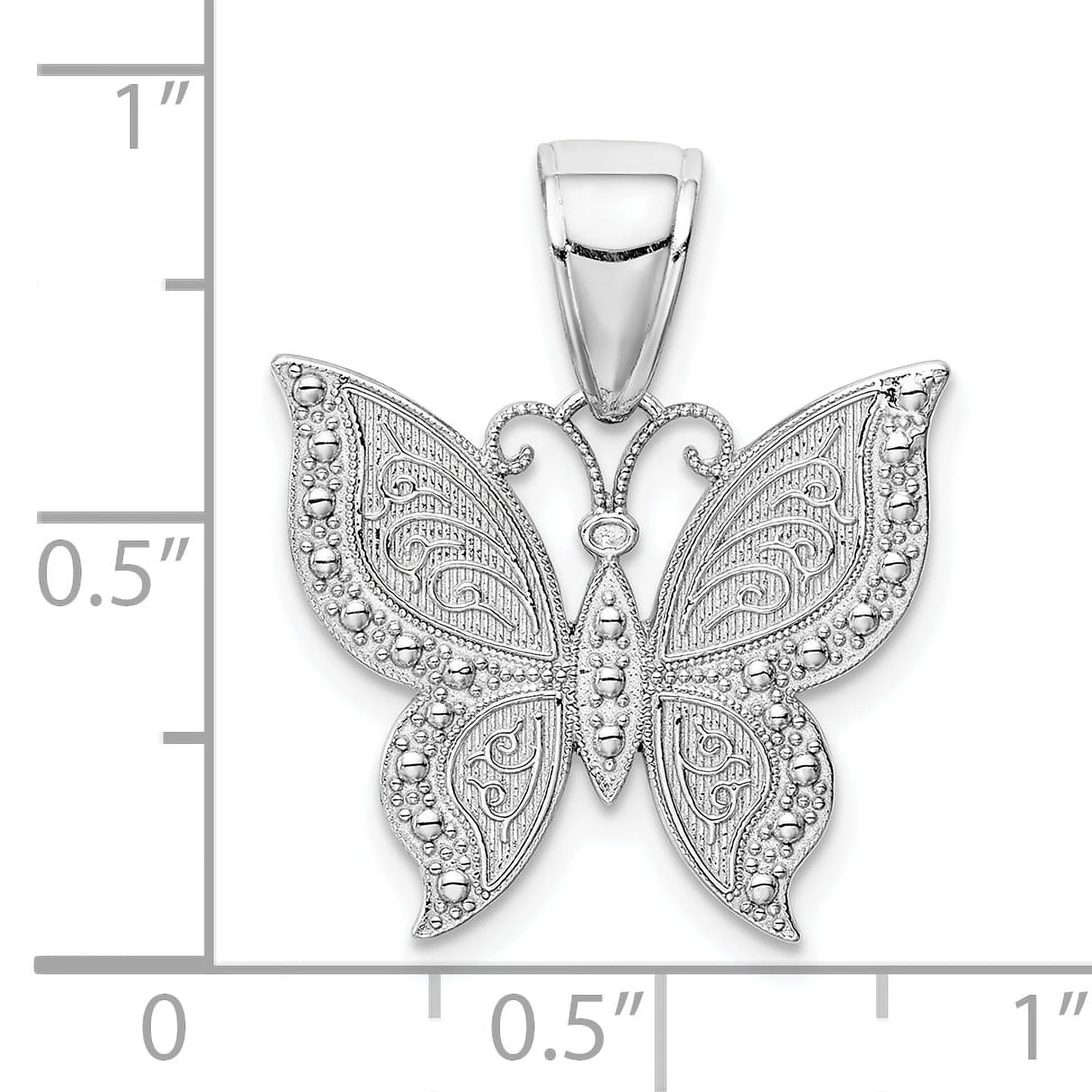 Saris and Things 10K White Gold Butterfly Pendant