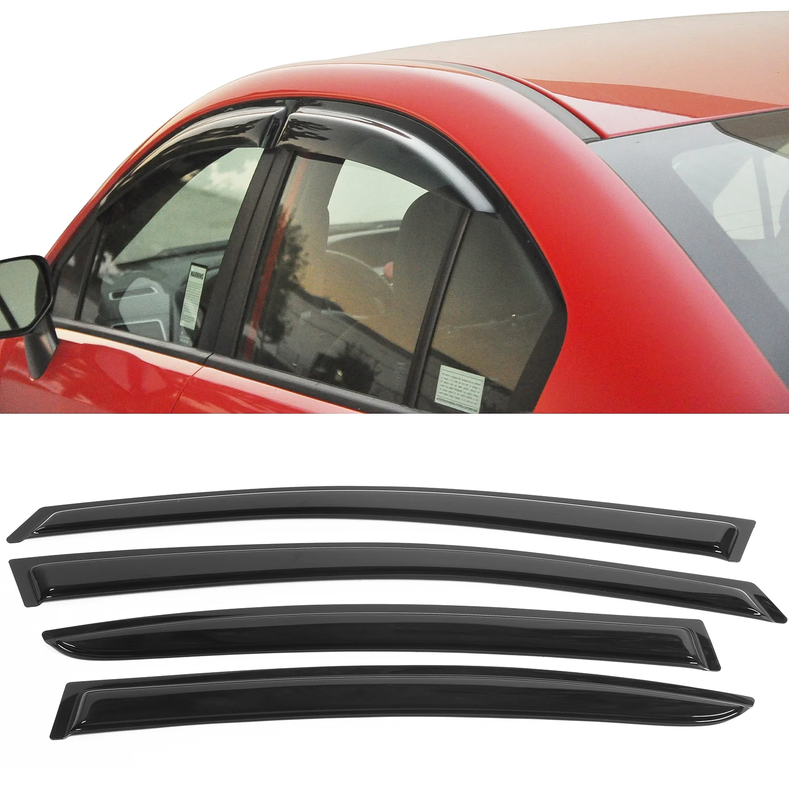 Ikon Motorsports Compatible with 12-16 Subaru Impreza Sedan & 15-21 WRX STI WRX Acrylic Window Visors Vent Windshield Deflector Rain Guard 4Pc Set Outside Mount 2015 2016 2017 2018