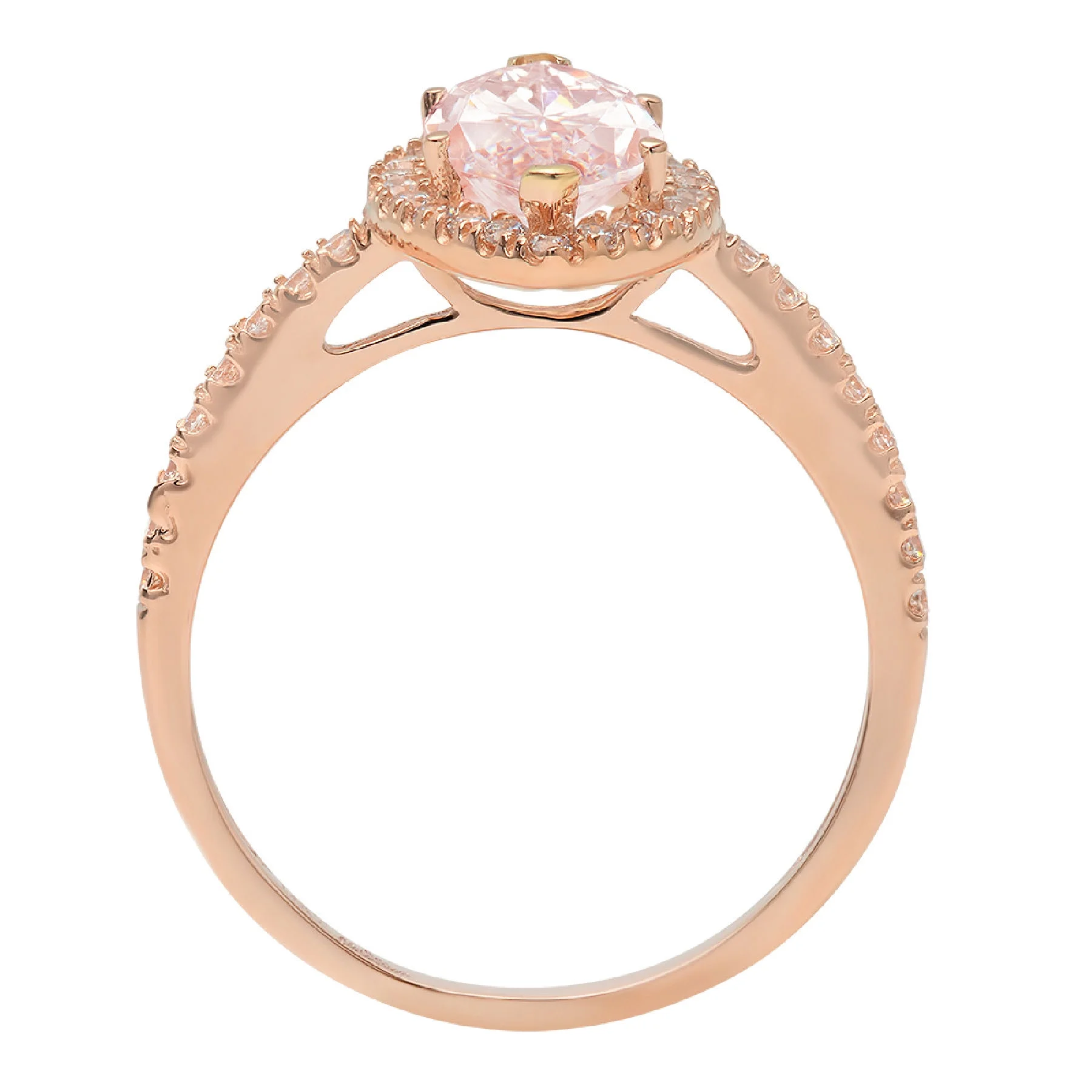 2.38ct Marquise Cut Pink Simulated Diamond 14k Pink Rose Gold Engraving Statement Anniversary Engagement Wedding Halo Ring Size 10