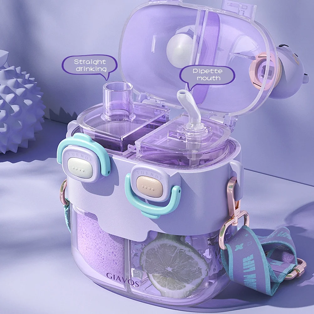 780ML Outdoor Sport Water Cup Portable Cartoon Kids Water Bottle Leakproof with Straw Drinkware for Student Children Yellow 780ml