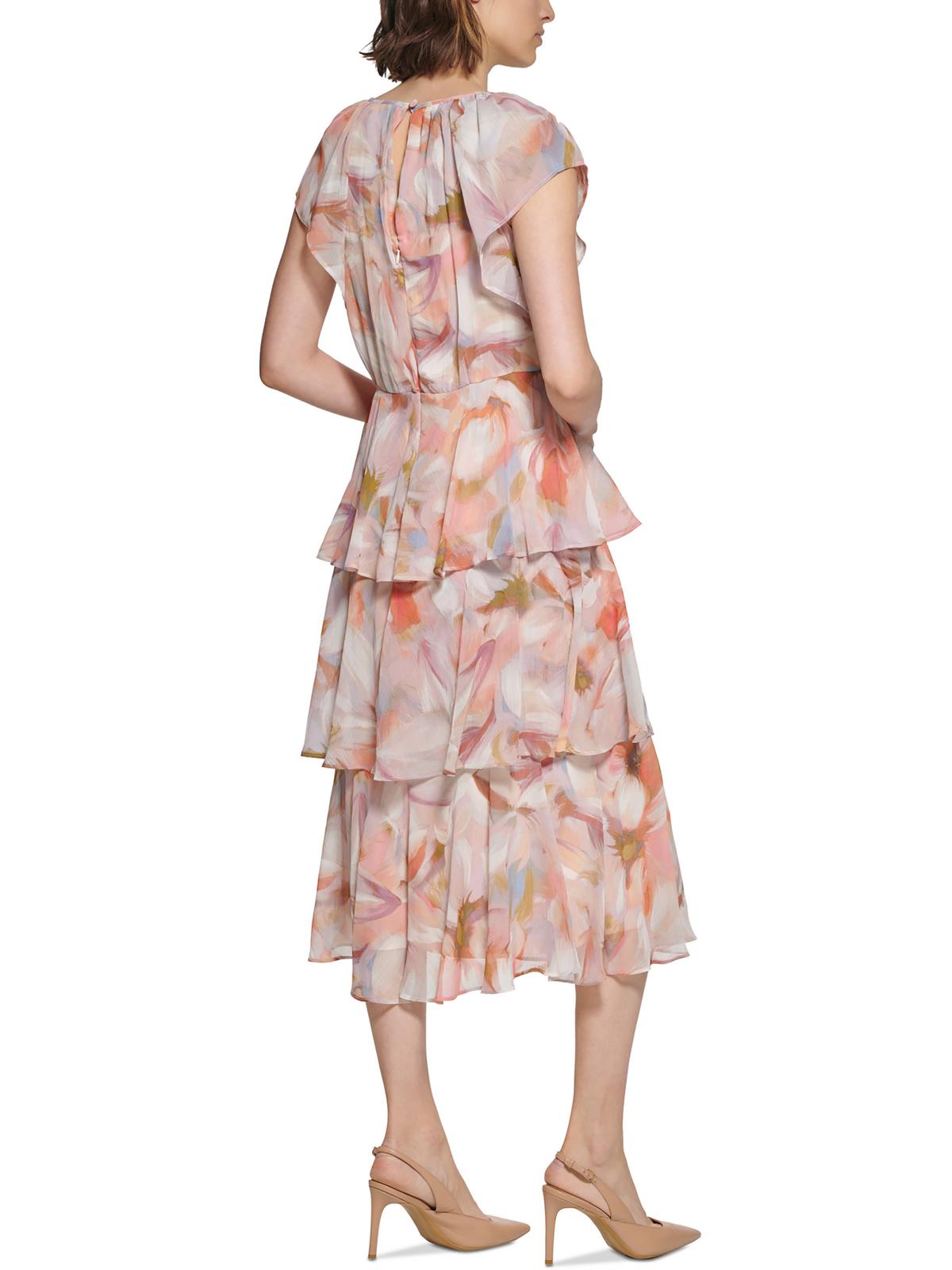 Calvin Klein Womens Printed Tea Midi Dress