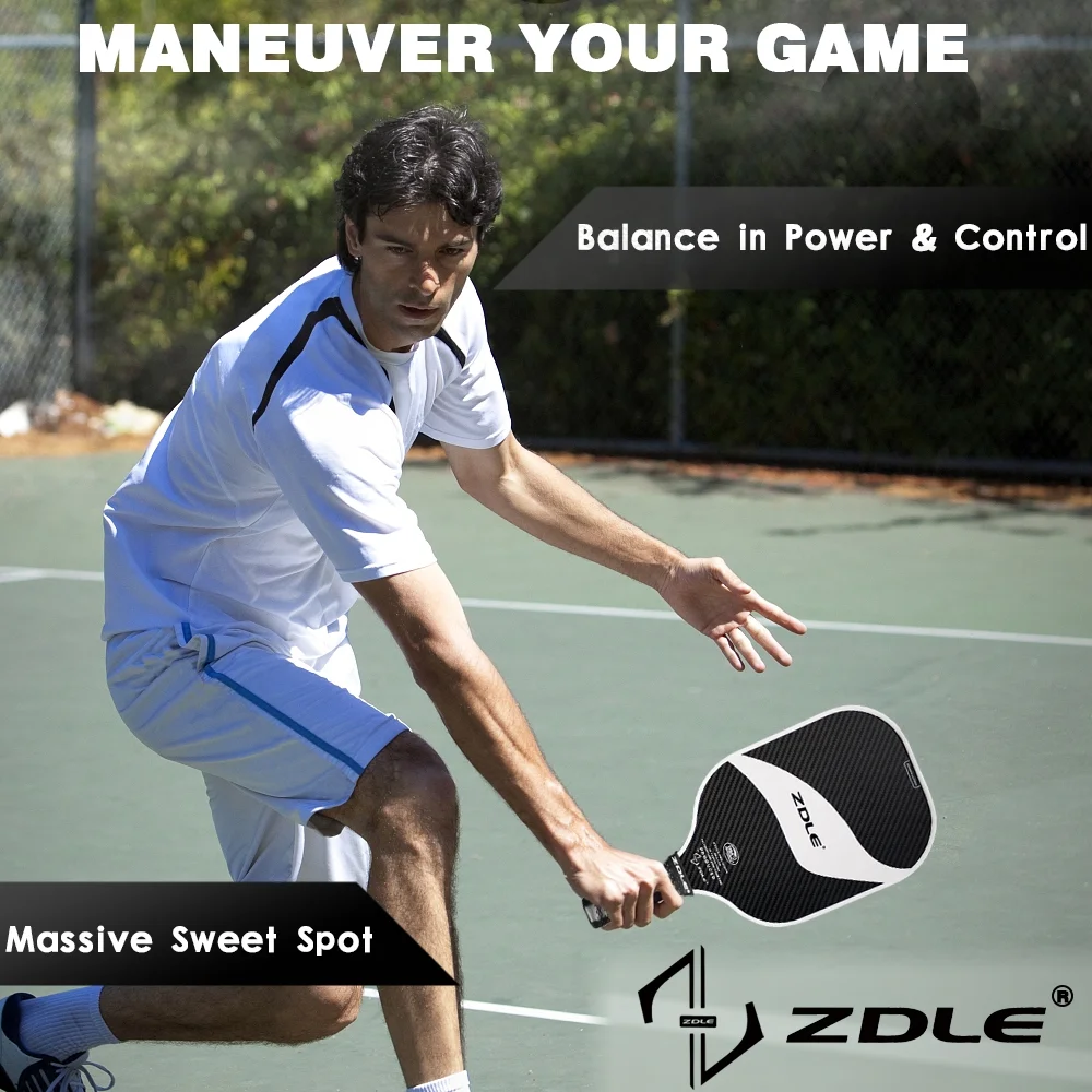 Zdle Pickleball Paddle Pro Pickleball Set Graphite Pickleball Paddles with 3K Carbon Fiber Polymer Honeycomb Core Pickleball Rackets Pickle Ball Raquette Pickleball Equipment for Indoor Outdoor Games