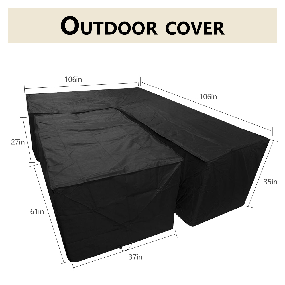 Willstar L Shape Dining Set Cover Patio Waterproof Dustproof Garden Outdoor Furniture Sofa Protector With Storage Bag for Moving or Sunscreen-8.85 ft-Desk+Seat Cover