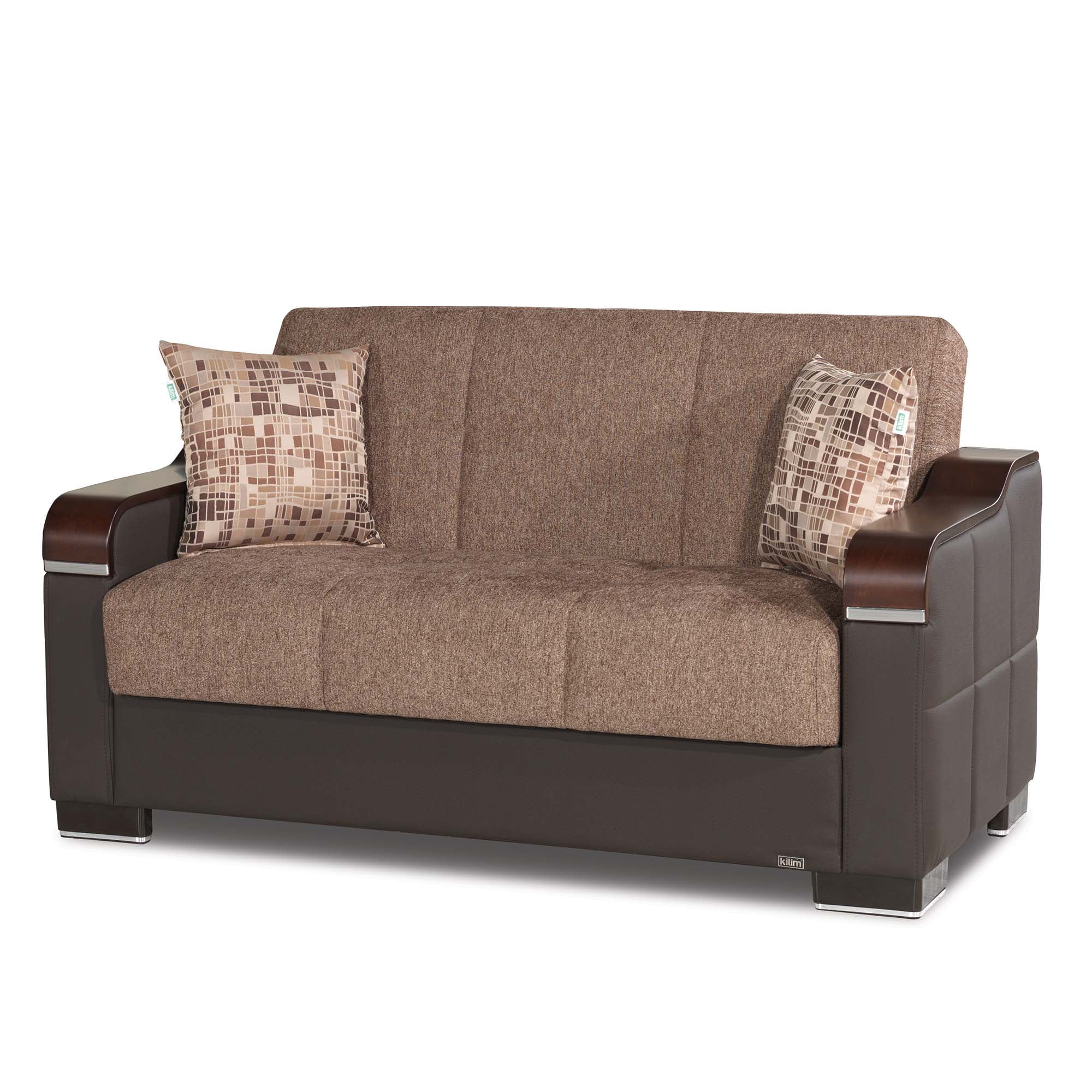 Ottomanson Diego Sleeper Loveseat, Brown Chenille