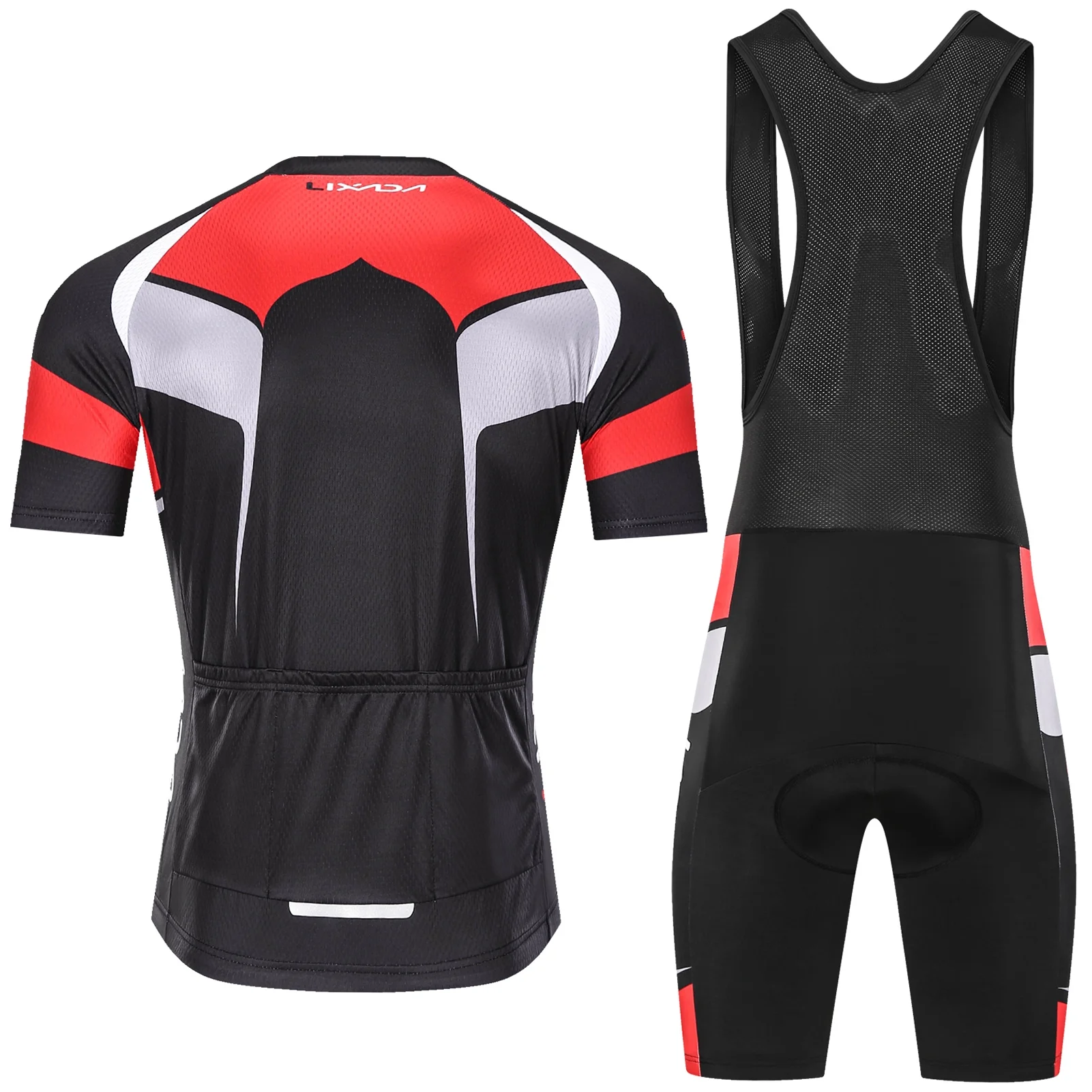 Lixada Men's Short Sleeve Cycling Jersey Padded Bib Short Set Breathable Quick-drying Cycling Cloth Set