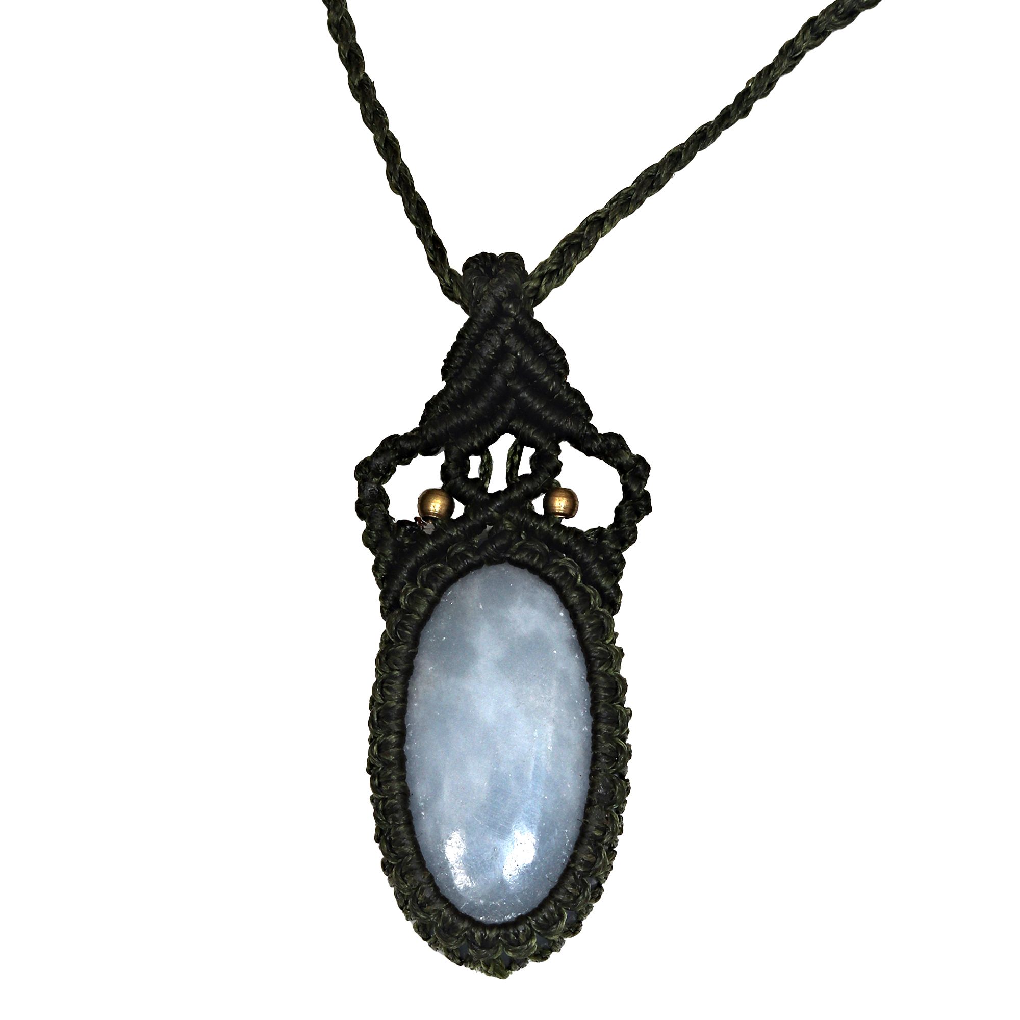 Owyhee Blue Opal Macrame Thread Gemstone Handmade Jewelry Necklace 20-36''Ad