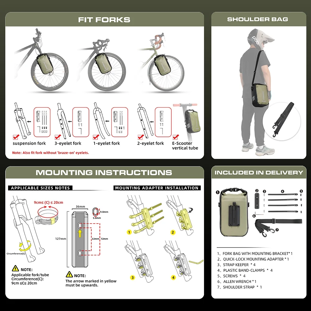 Rhinowalk Quick Release Bike Front Bag, Waterproof Cycling Accessory for Convenient Storage