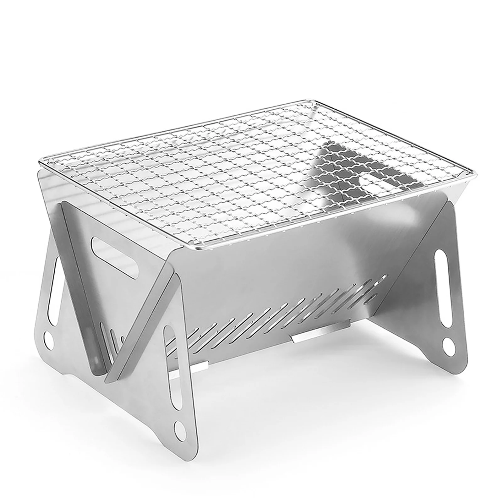 TOMSHOO Wood Burning Stove with Grill Plate, Portable Folding Stainless Steel Backpacking Cooking Stove, Versatile and Efficient