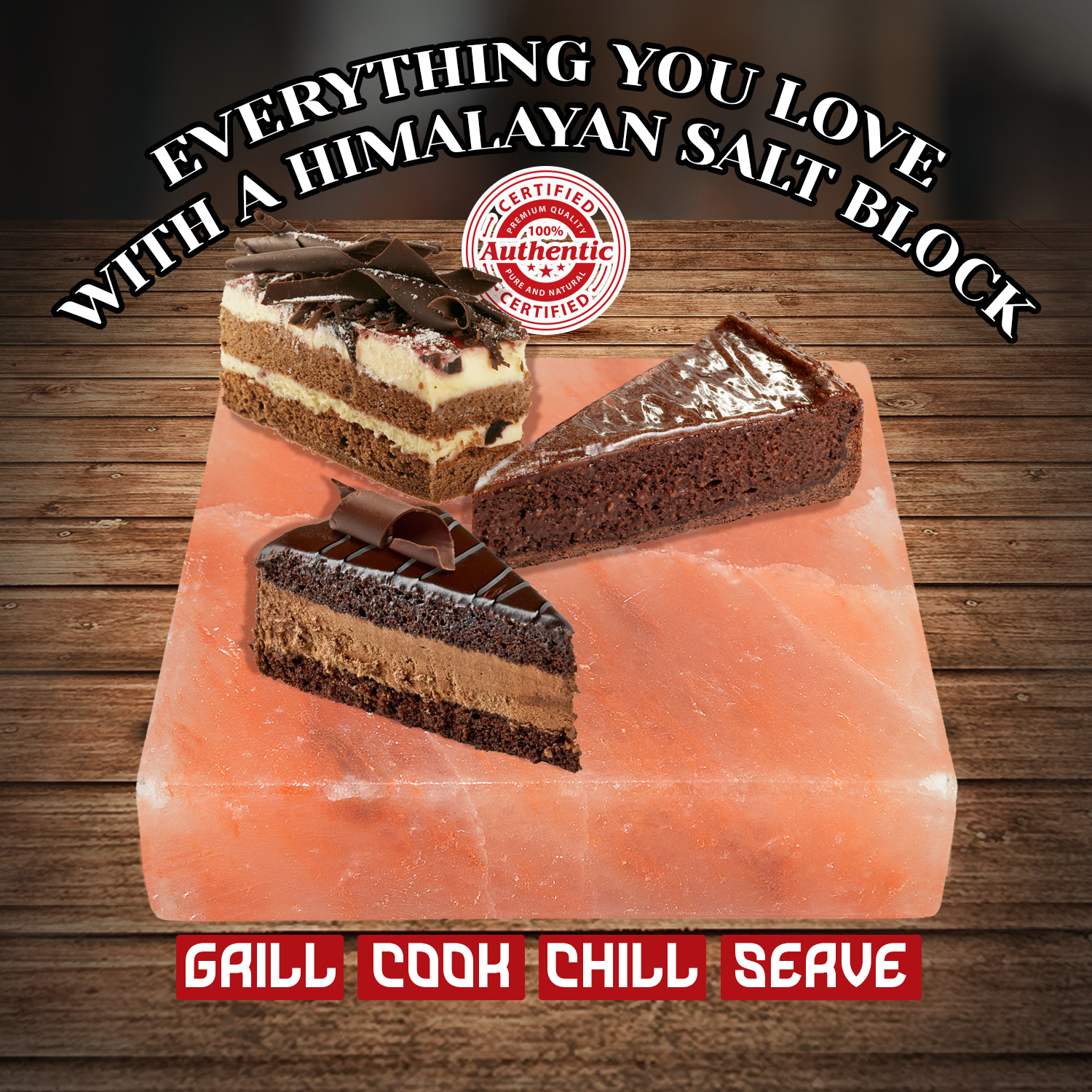 Himalayan Aroma - Himalayan Salt Block Cooking Plate, Perfect for Cooking, Grilling & Cutting, Antibacterial and Antimicrobial, 8