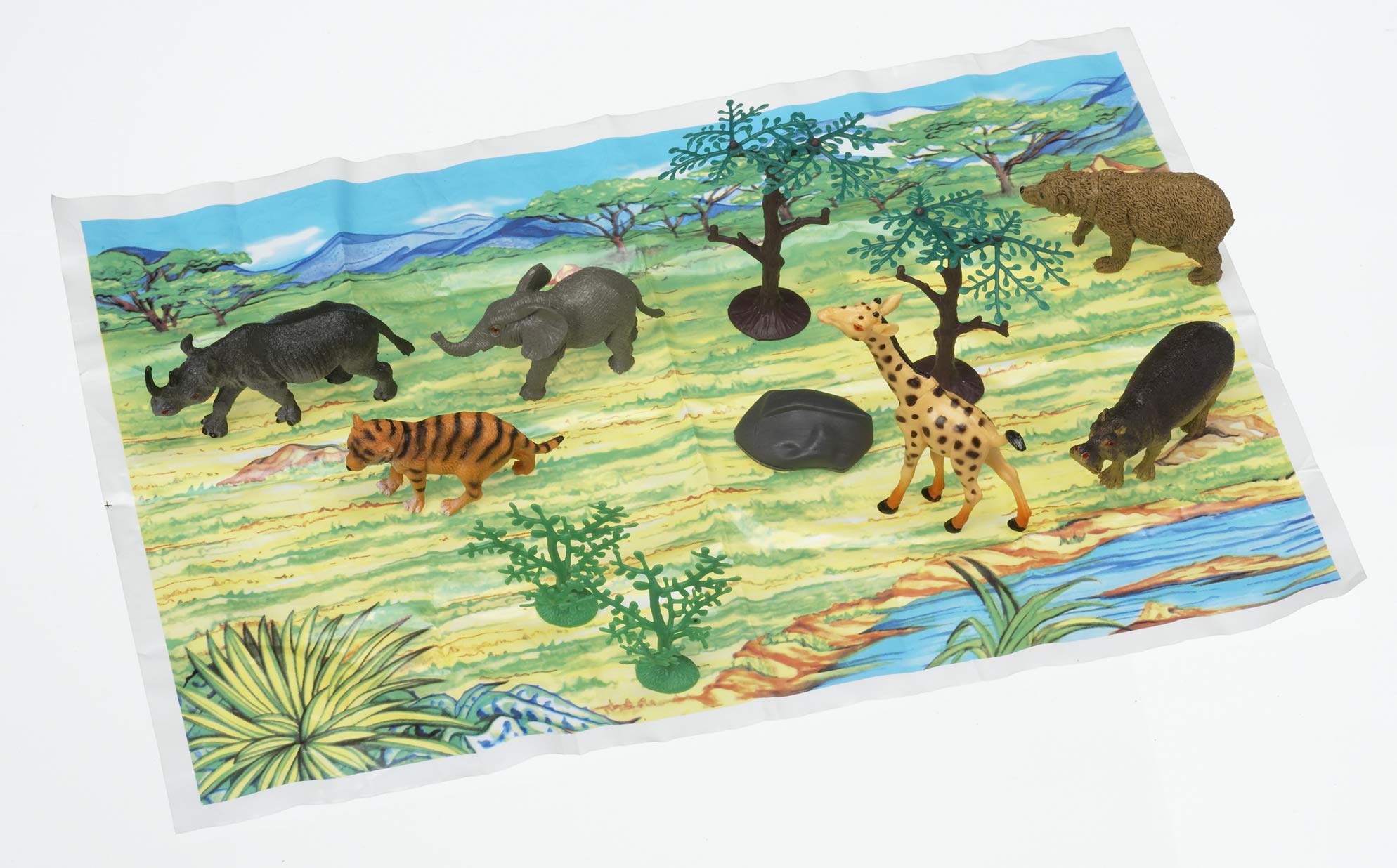 WARM FUZZY Toys Kids Tub of 7 Realistic Zoo Animals Figurines, 1 Tub & Playmat - Engaging Educational Playtime - Ultimate Fun & Learning Experience for Home or Classroom (Ages 3+)