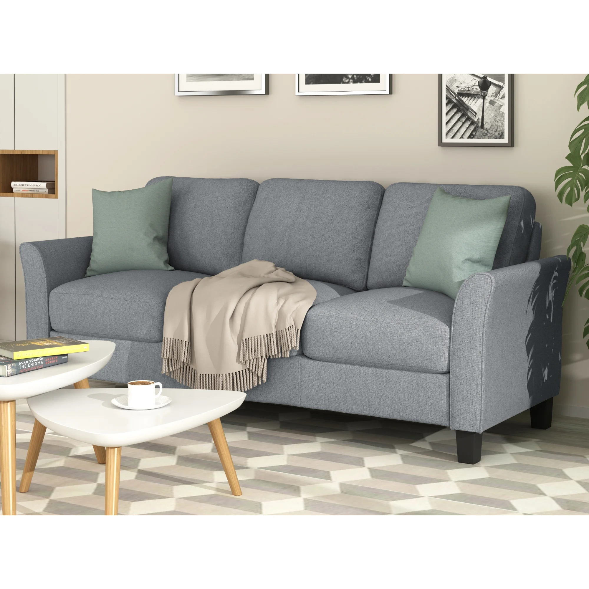 Dawn Whisper Living Room Furniture chair and 3-seat Sofa in Gray