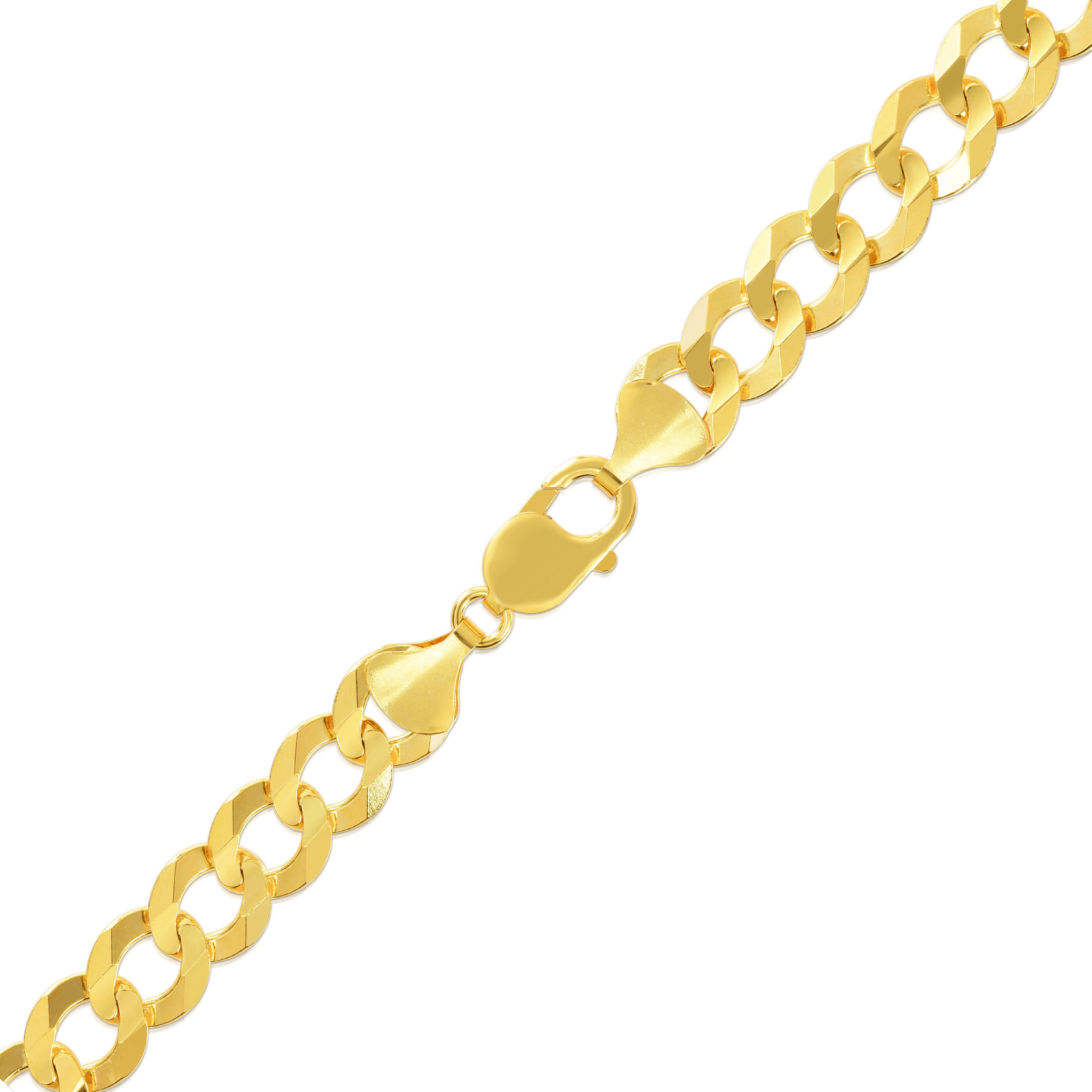 Floreo 10k Yellow Gold Mens Thick Solid Curb Cuban Link Chain Necklace, 0.4 Inch (10mm)