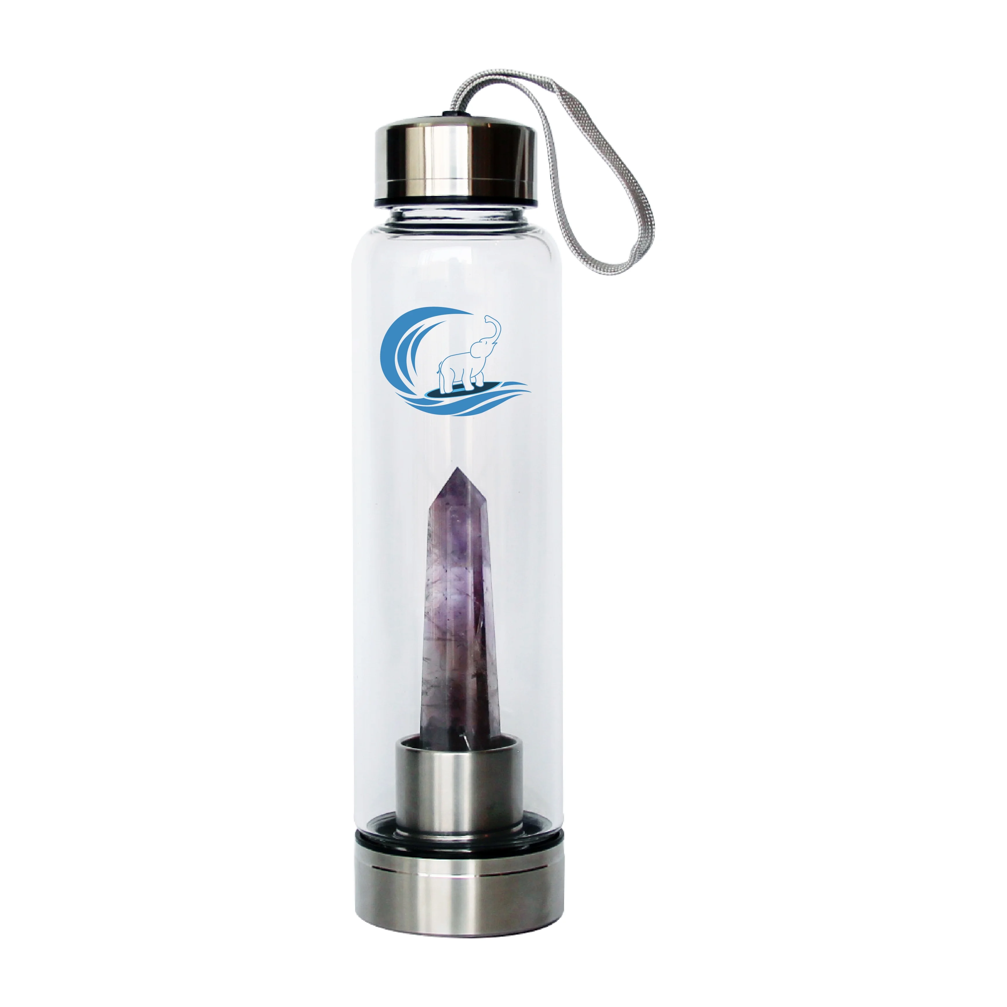 Crystal-Infused Water Bottle - Amethyst Quartz