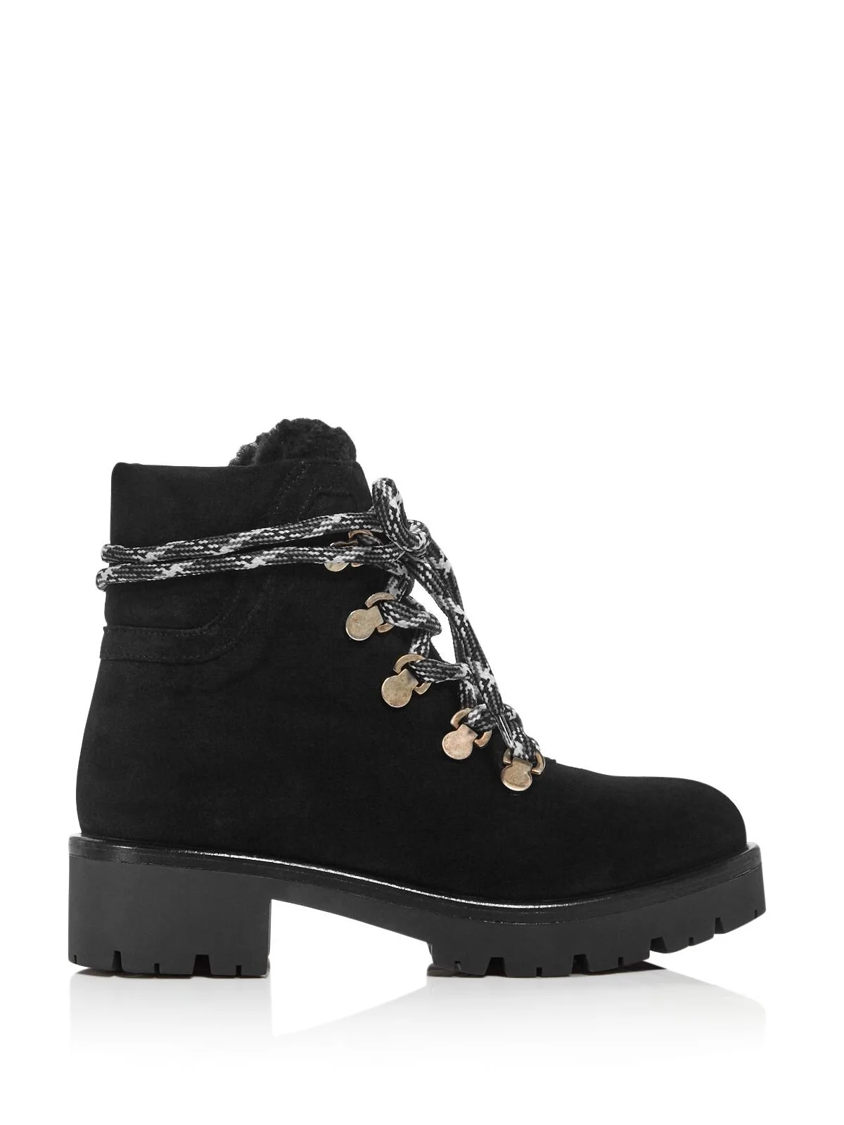 AQUATALIA Womens Black Lug Sole Water Resistant Moisture Wicking Juliet Round Toe Block Heel Lace-Up Leather Booties 9 M