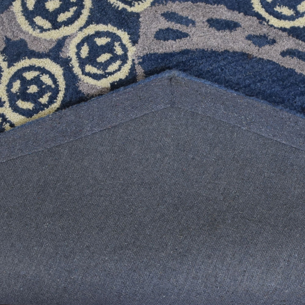 RUGSOTIC CARPETS HAND TUFTED WOOL ECO-FRIENDLY AREA RUGS - 10'x10', Octagon, Blue Beige, Modern Contemporary Design, High Pile Thick Handmade Anti Skid Area Rugs for Living Room, Bed Room (K00512)