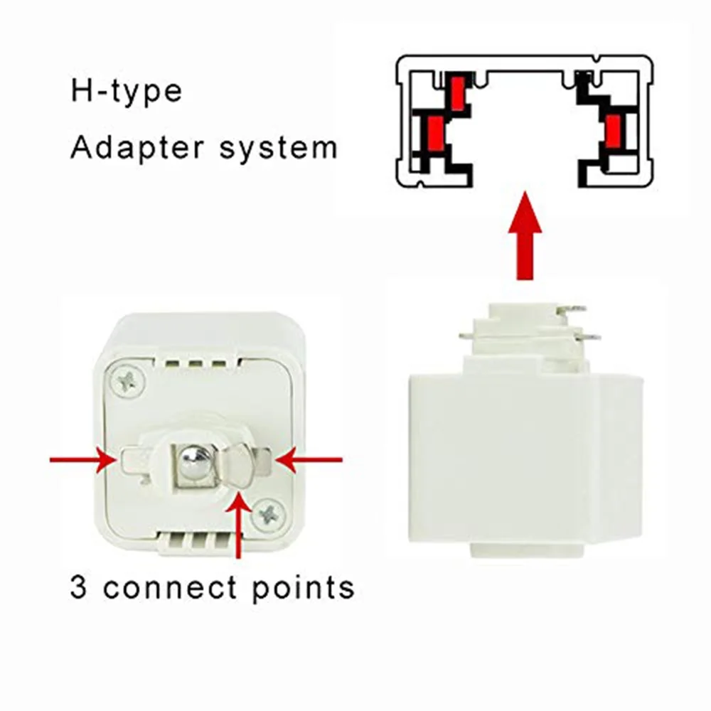 FSLiving H-Type Track Lighting Connector for Halo Light Circuit 3 Point Contact System Track System Pendants Halo Compatible Track Adapter Rail Head Track Accessory for Pendant Spotlights,White-6 Pack