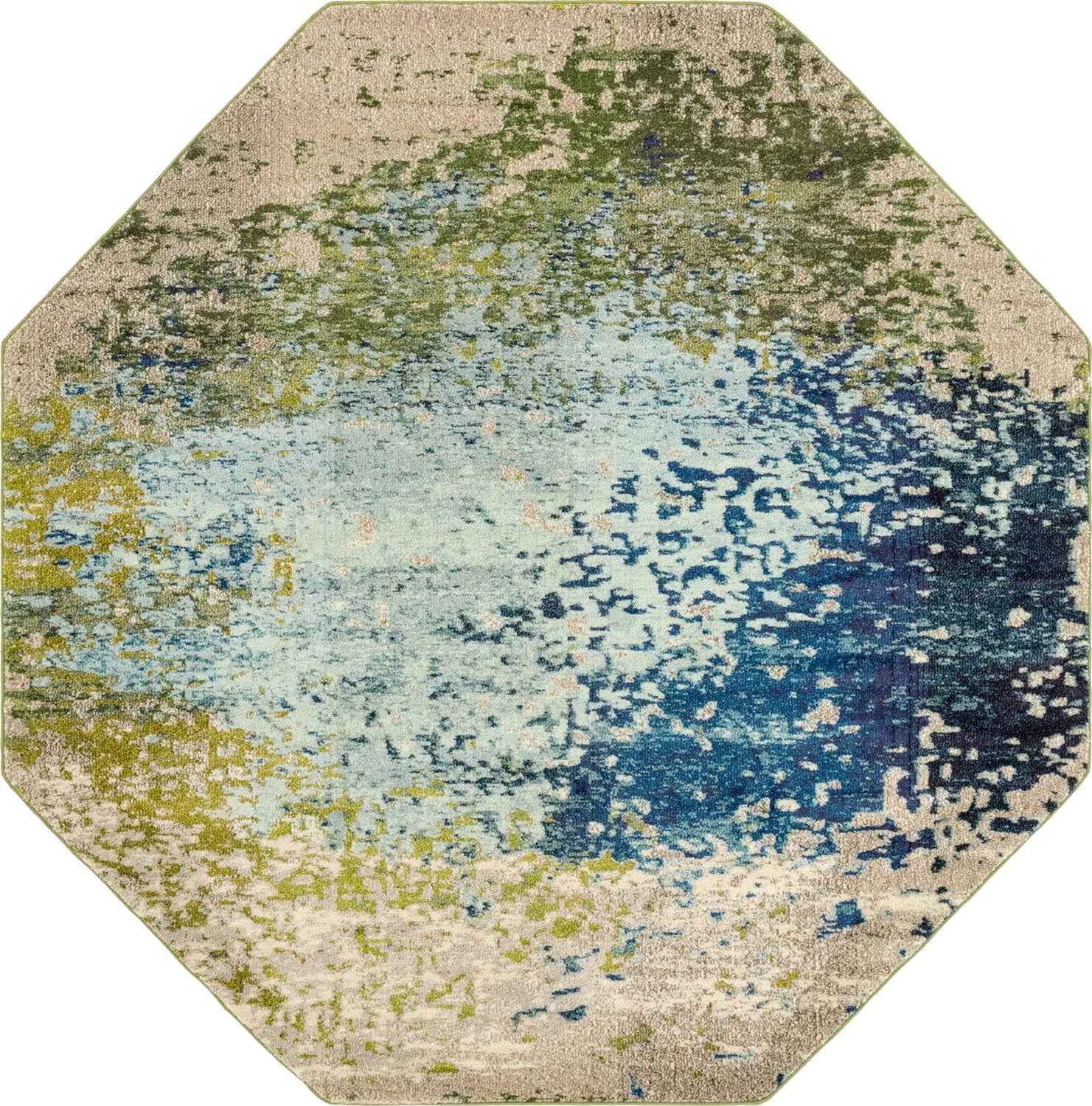 Hyacinth Collection Rug – 8 Ft Octagon Blue Medium Rug Perfect For Living Rooms, Kitchens, Entryways