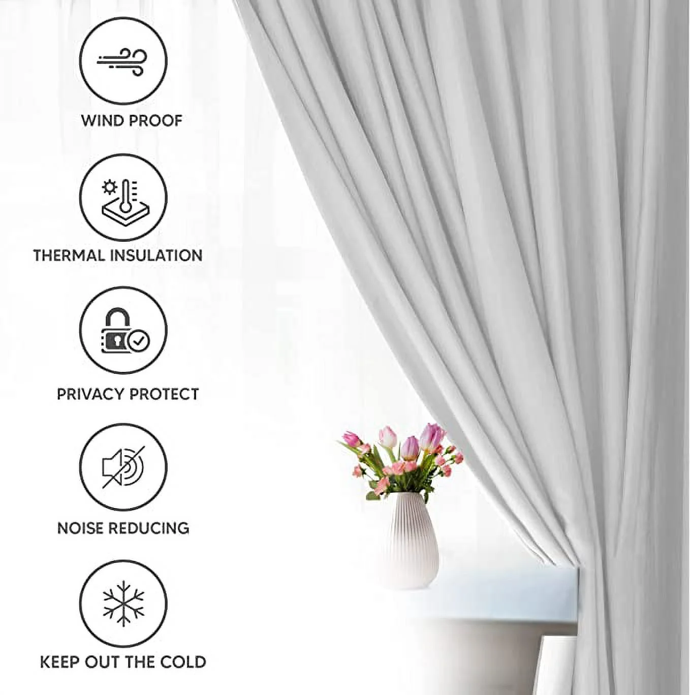 Amay Grommet Top Blackout Curtain Panel White 60 Inch Wide by 72 Inch Long-1Panel
