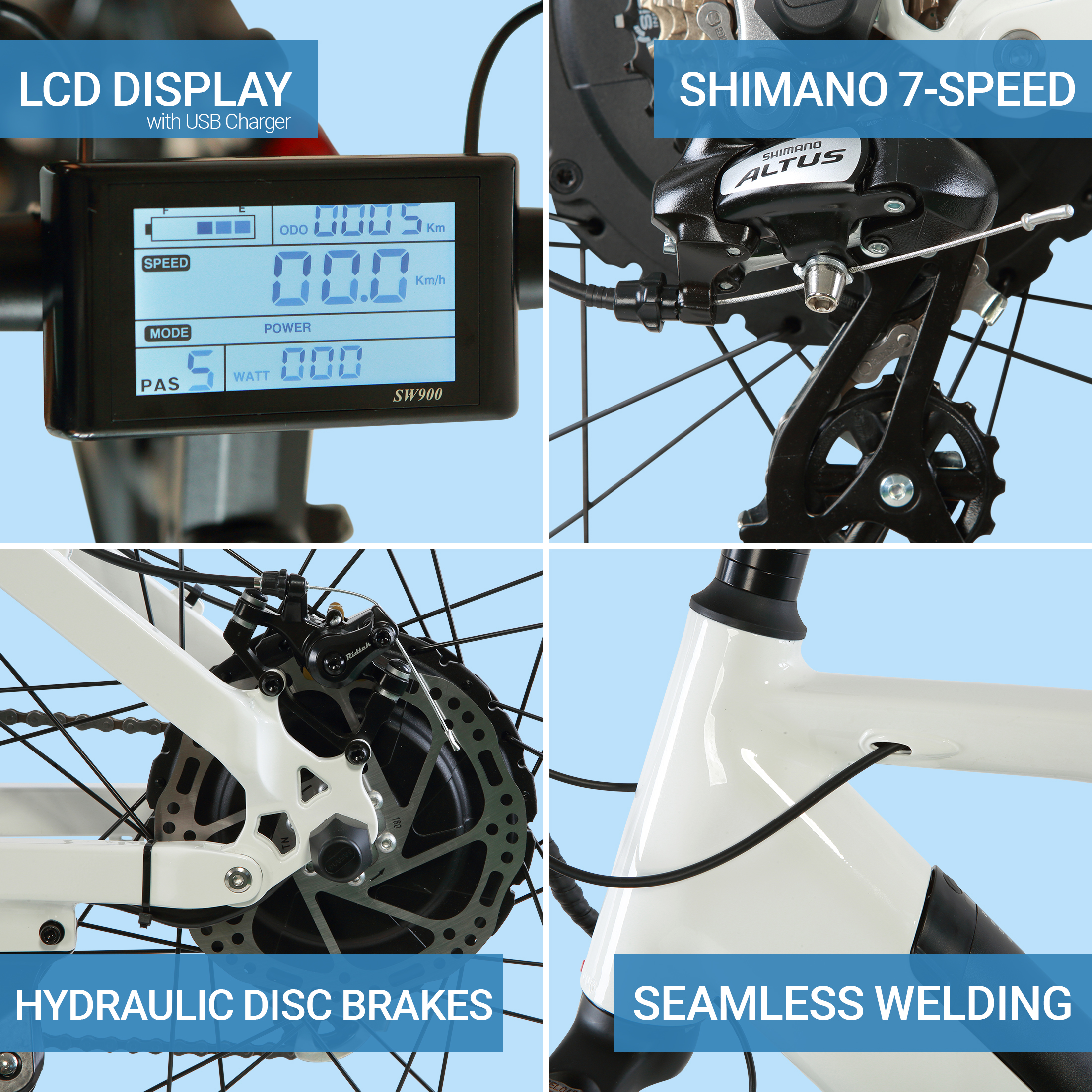 GOBIKE Robusto Lightweight Electric Bike - Strong 750W Motor Commuter Electric Ebike for Adults, Shimano 7-Speed Gear Motorized Bicycles, 40 Mile Range, Max Speed 26Mph