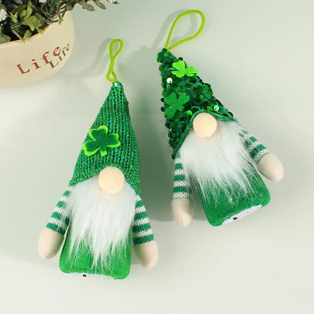2 Pack St Patricks Day Gnome Plush Elf for St Patricks Day Decorations Home Table Decor Ornament Dwarf Figurines St. Patrick's Day Gifts Green Irish Handmade Faceless Gnome