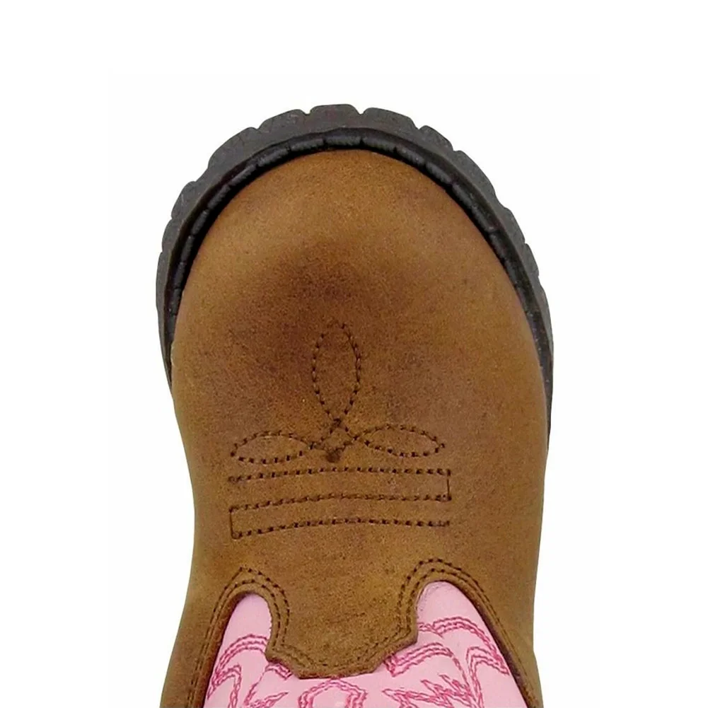SMOKY MOUNTAIN BOOTS Girl Hopalong Western Boots, Color: Brown Distress/Pink, Size: 5, Width: R