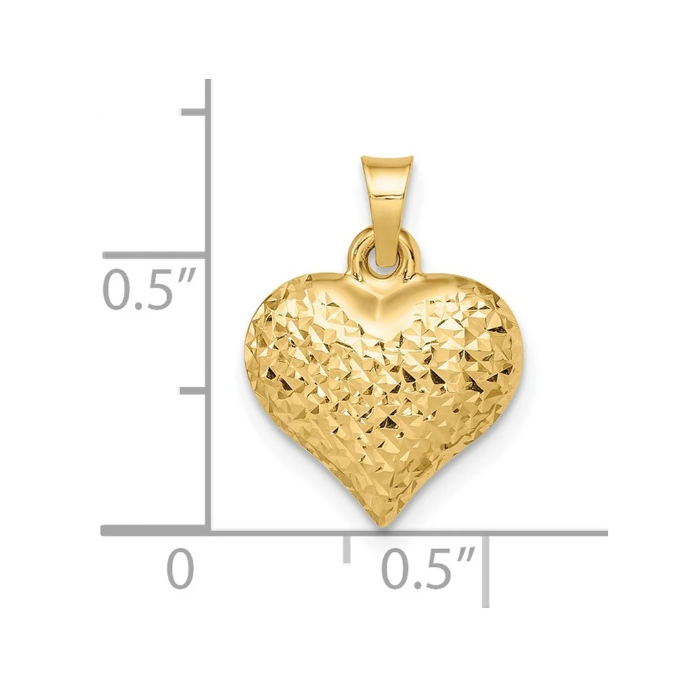 14k Gold Polished Sparkle Cut Large Puffed Love Heart Pendant Necklace Measures 13.07mm Wide 4.27mm Thick Jewelry Gifts