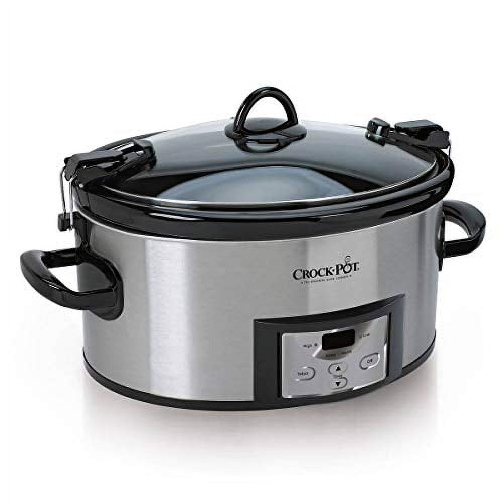 Crock-Pot 6 Qt Programmable Cook & Carry Slow Cooker, Silver, Used
