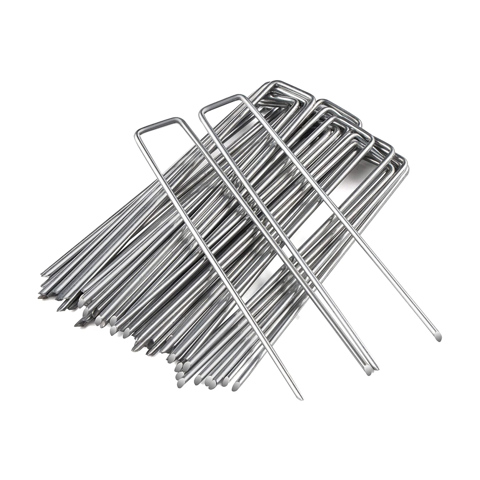 Heavy Duty 50 Packs Galvanised Stakes d Turf Staples Ground Pegs for Artificial Grass Securing Fences Barrier -