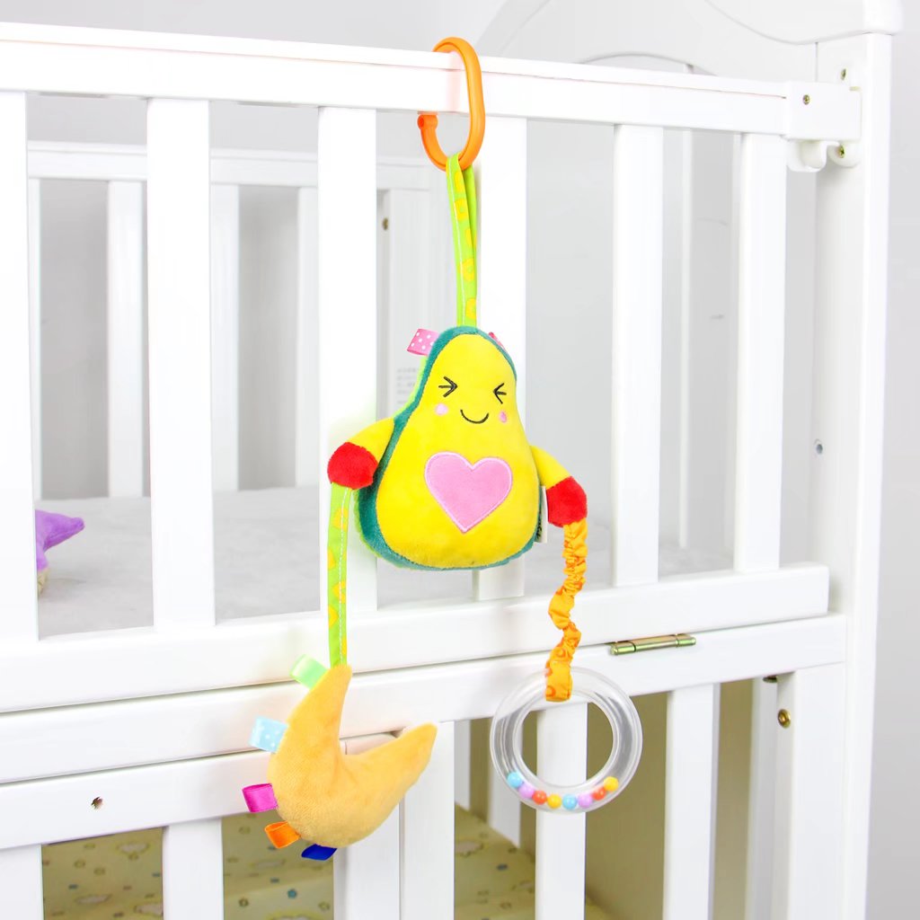 AIPINQI Baby Stroller Plush Toy Teething Rattle Toys for 0-3 Years Old,Avocado