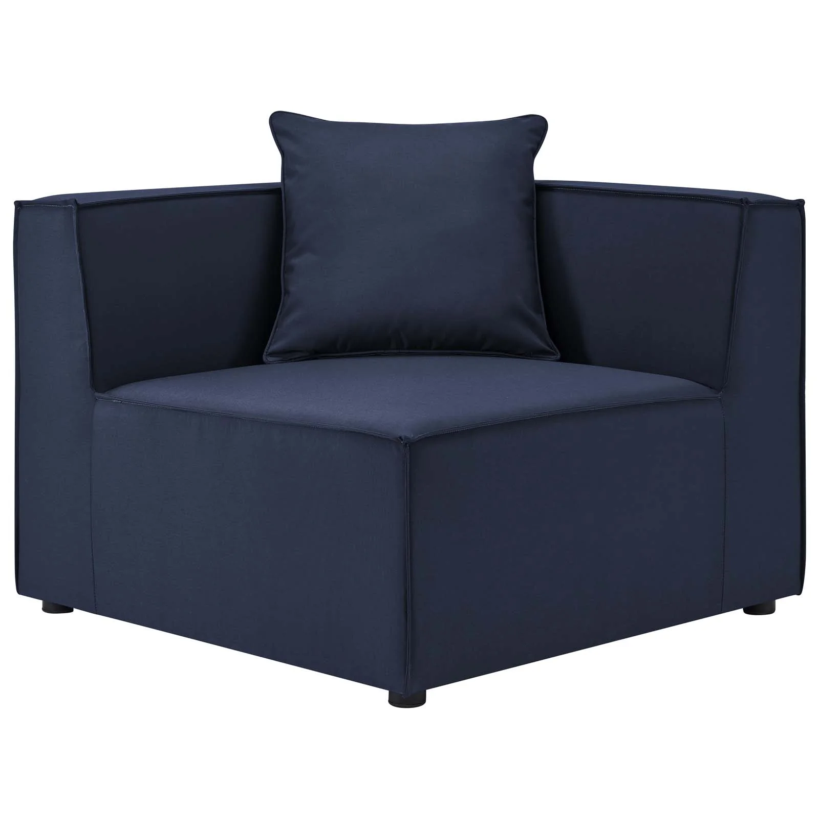 Modway Saybrook Outdoor Patio Upholstered Sectional Sofa Corner Chair in Navy