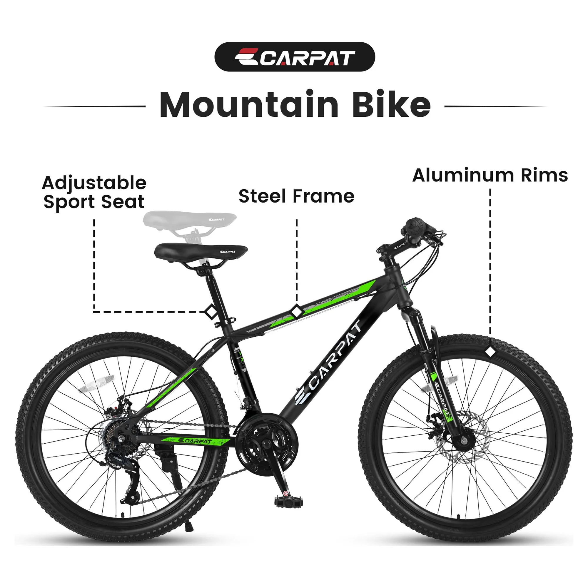 FOAUUH 26 Inch Mountain Bike, Shimano 21 Speeds with Mechanical Disc Brakes, High-Carbon Steel Frame, Suspension MTB Bikes Mountain Bicycle for Adult & Teenagers