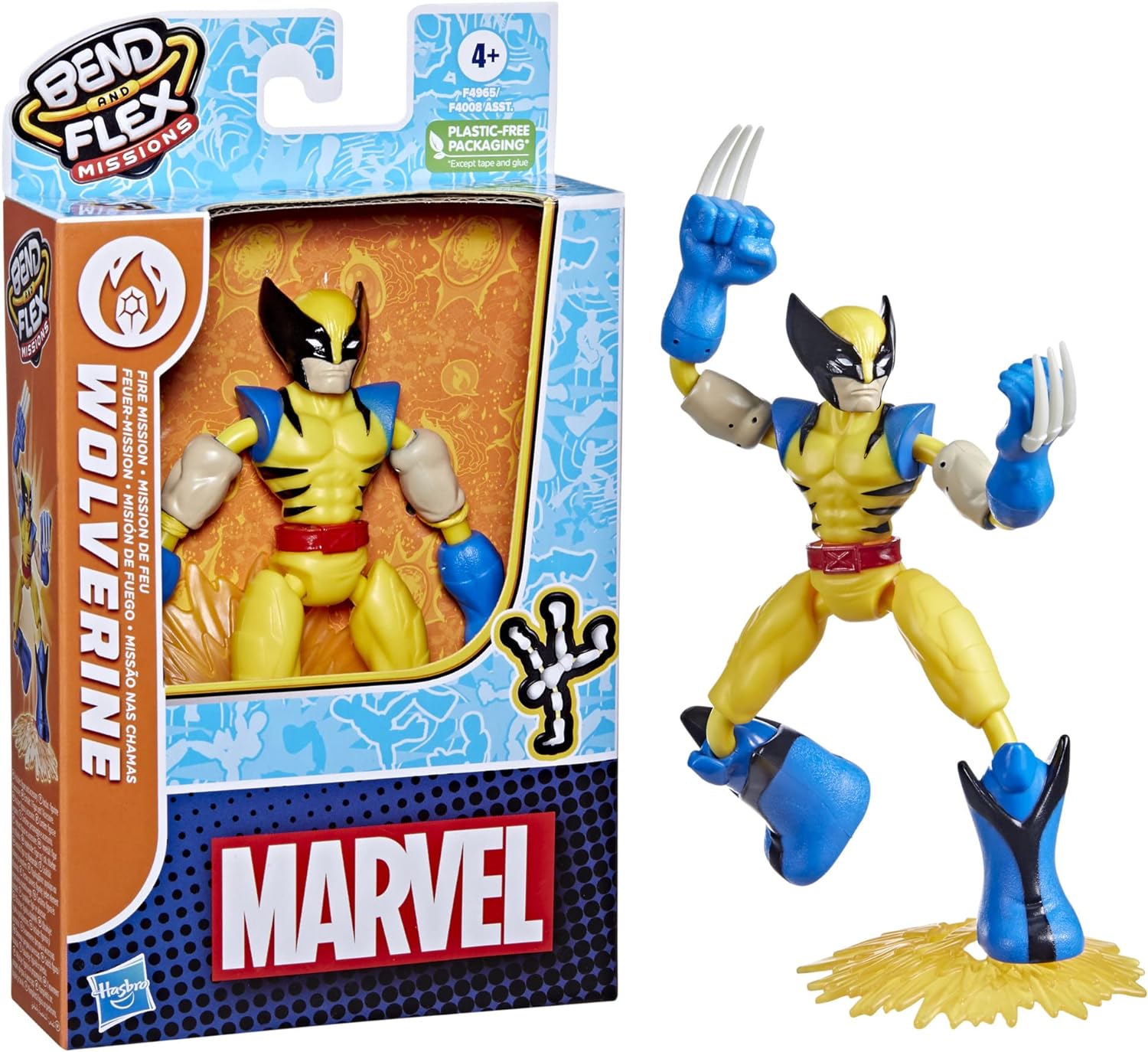 Avengers Marvel Bend and Flex Missions Wolverine Fire Mission Action Figure, 6-Inch-Scale Bendable Toy, Toys for Kids Ages 4 and Up