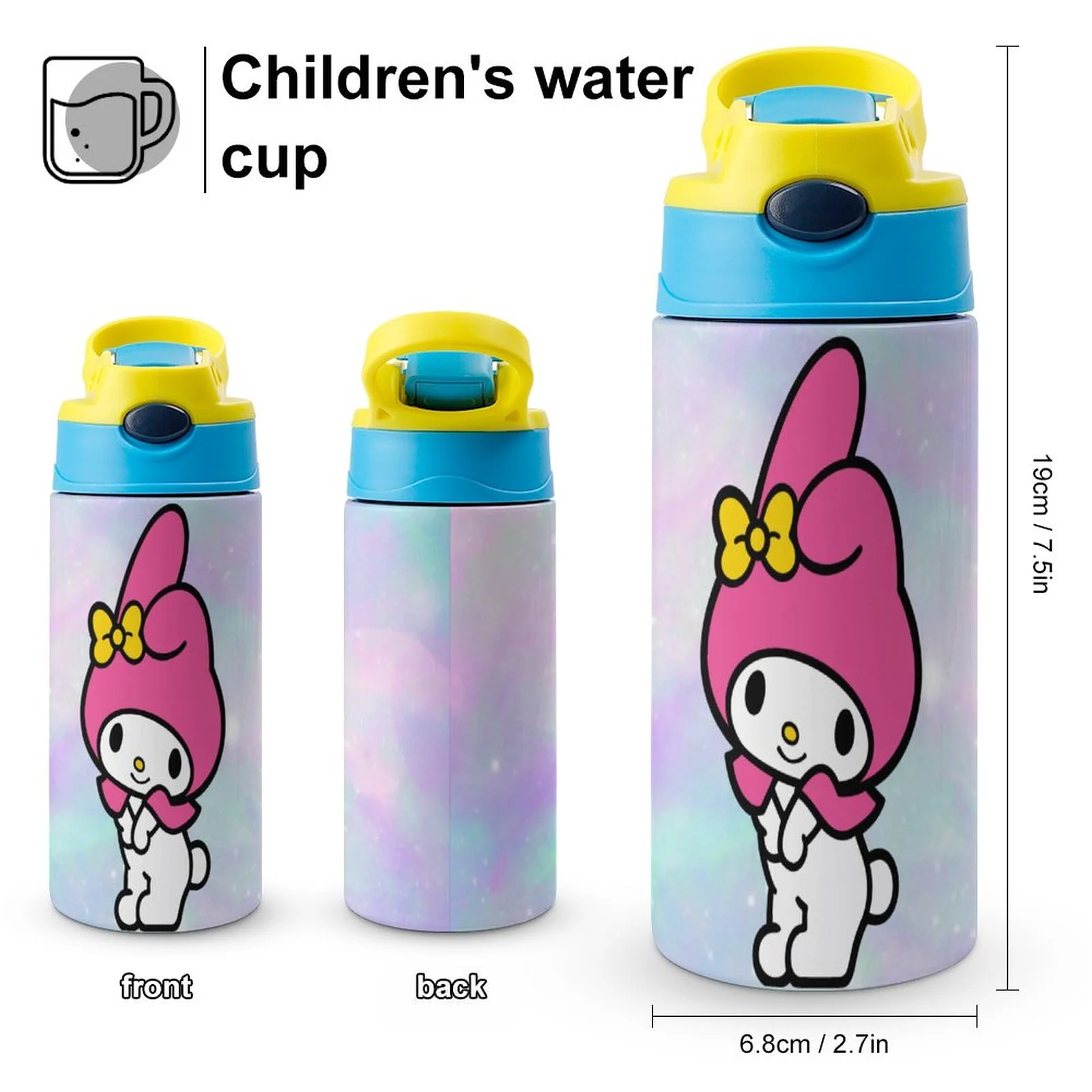 My Melody Children's Water Bottle Vacuum Insulated Stainless Steel Cup With Straw Toddler Thermoses
