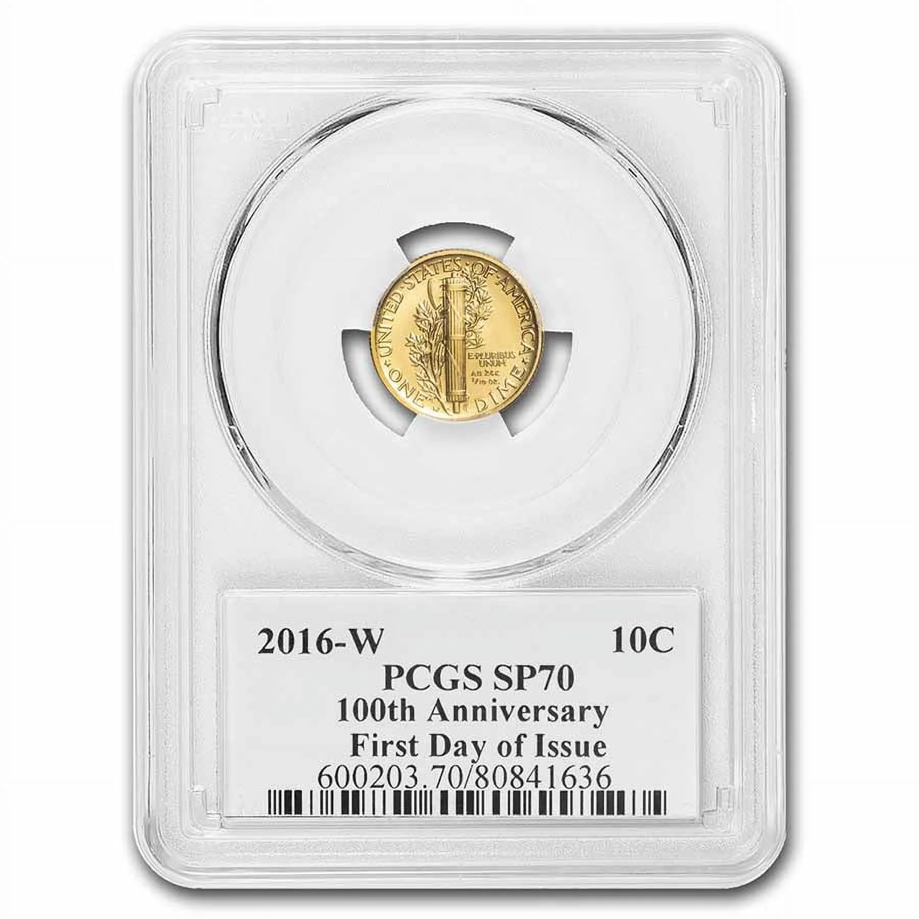 2016-W 1/10 oz Gold Mercury Dime SP-70 PCGS (FDI)