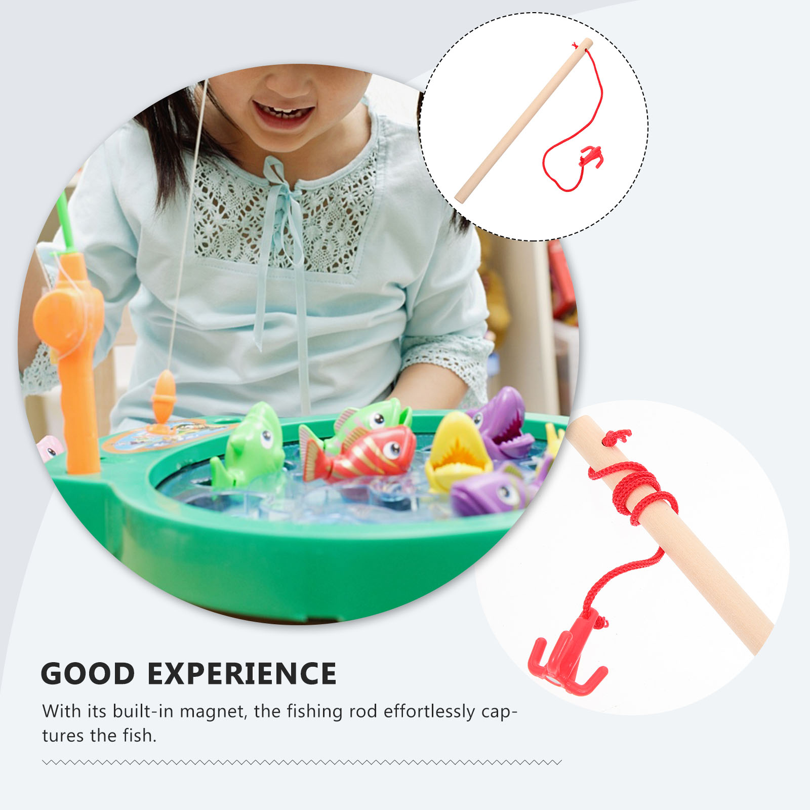 4pcs Wooden Fishing Rod Toys Children Magnetic Fishing Rods Educational Fishing Toys