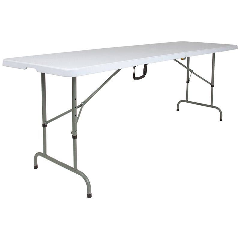 Flash Furniture 8-Foot Height Adjustable Bi-Fold Granite White Plastic Banquet and Event Folding Table with Carrying Handle