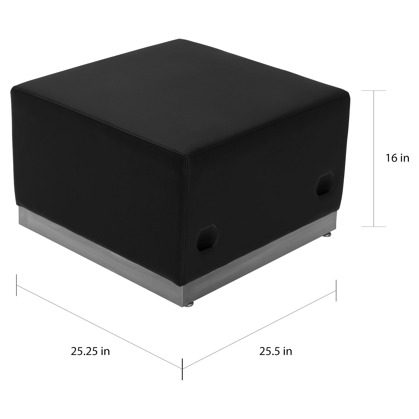 Flash Furniture LeatherSoft Ottoman with Stainless Steel Base Black