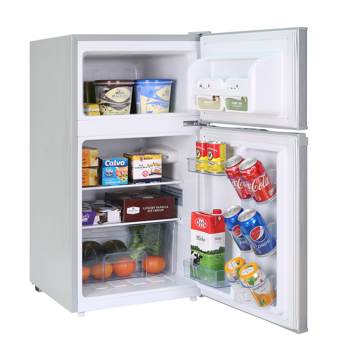 Mini Fridge with Freezer, 3.0 Cu.Ft Mini Refrigerator with 2 Doors, Compact Small Refrigerator for Dorm, Bedroom, Office, Energy Saving, 37 dB Low Noise, Silver