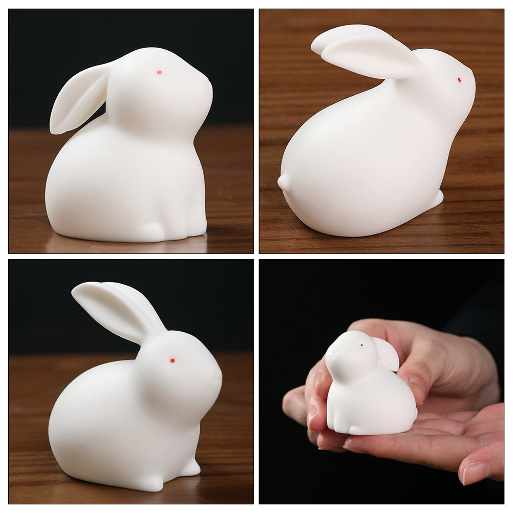 2 Pcs Decor for Table Dollhouse Miniatures Ceramic Rabbit Ornaments Weddings Gifts Dinner Bunny Decorations Small Toys