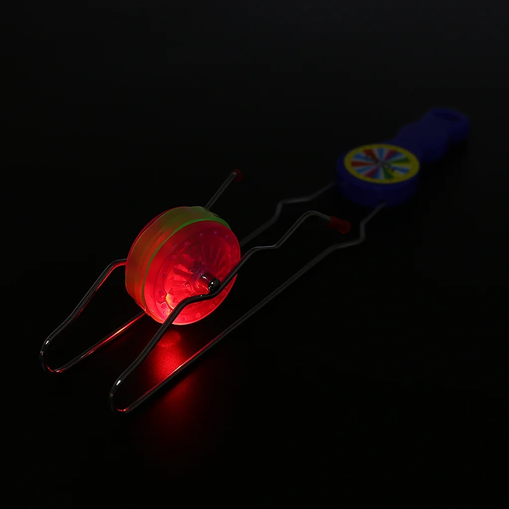 HeroNeo LED YOYO Ball Colorful Flashing Magic Rail Rolling Flywheel Toy Kids for Play Gi Random 1PC