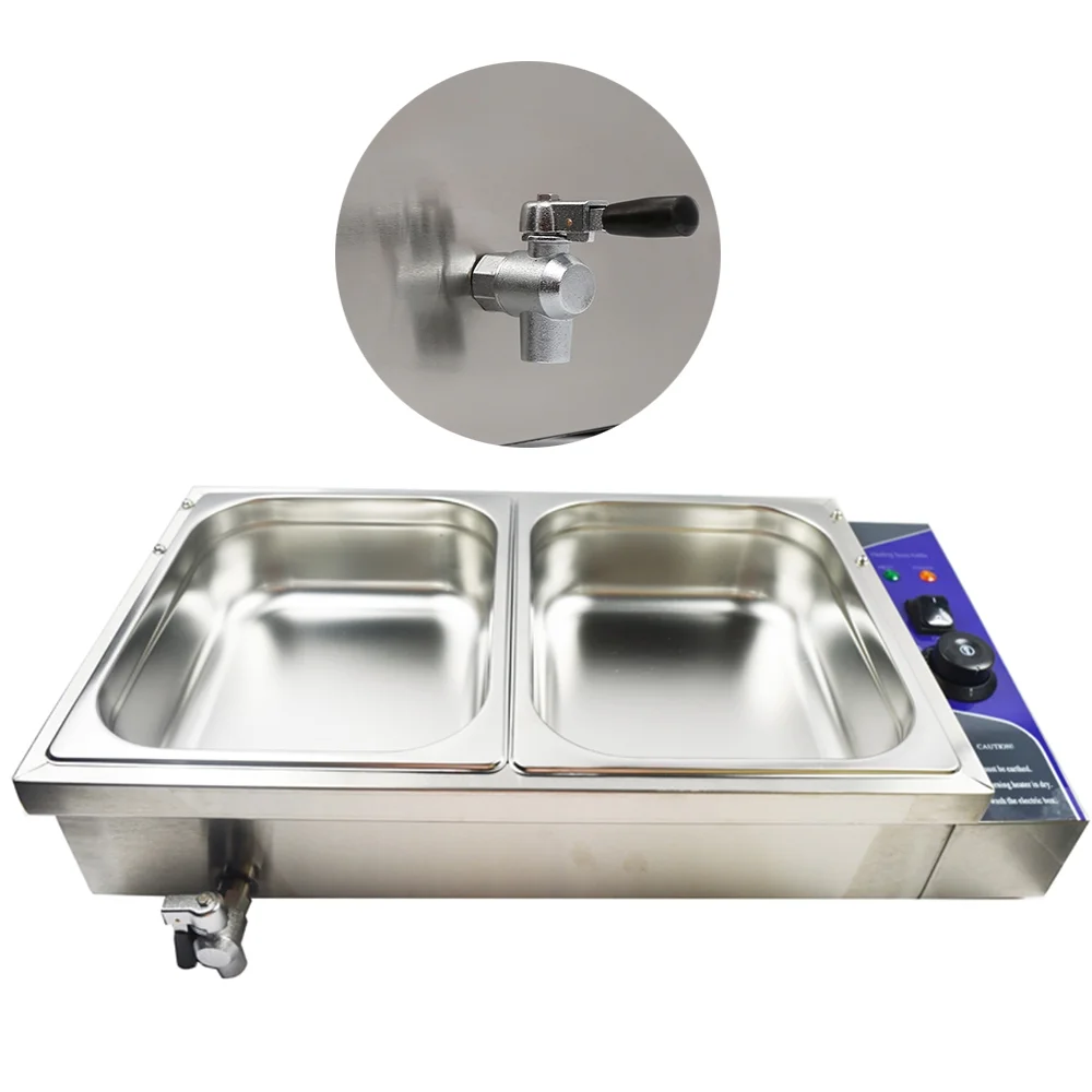 TECHTONGDA Commercial Food Warmer Stainless Steel Bain Marie Buffet Countertop 2-Pot Electric Steam Table 4